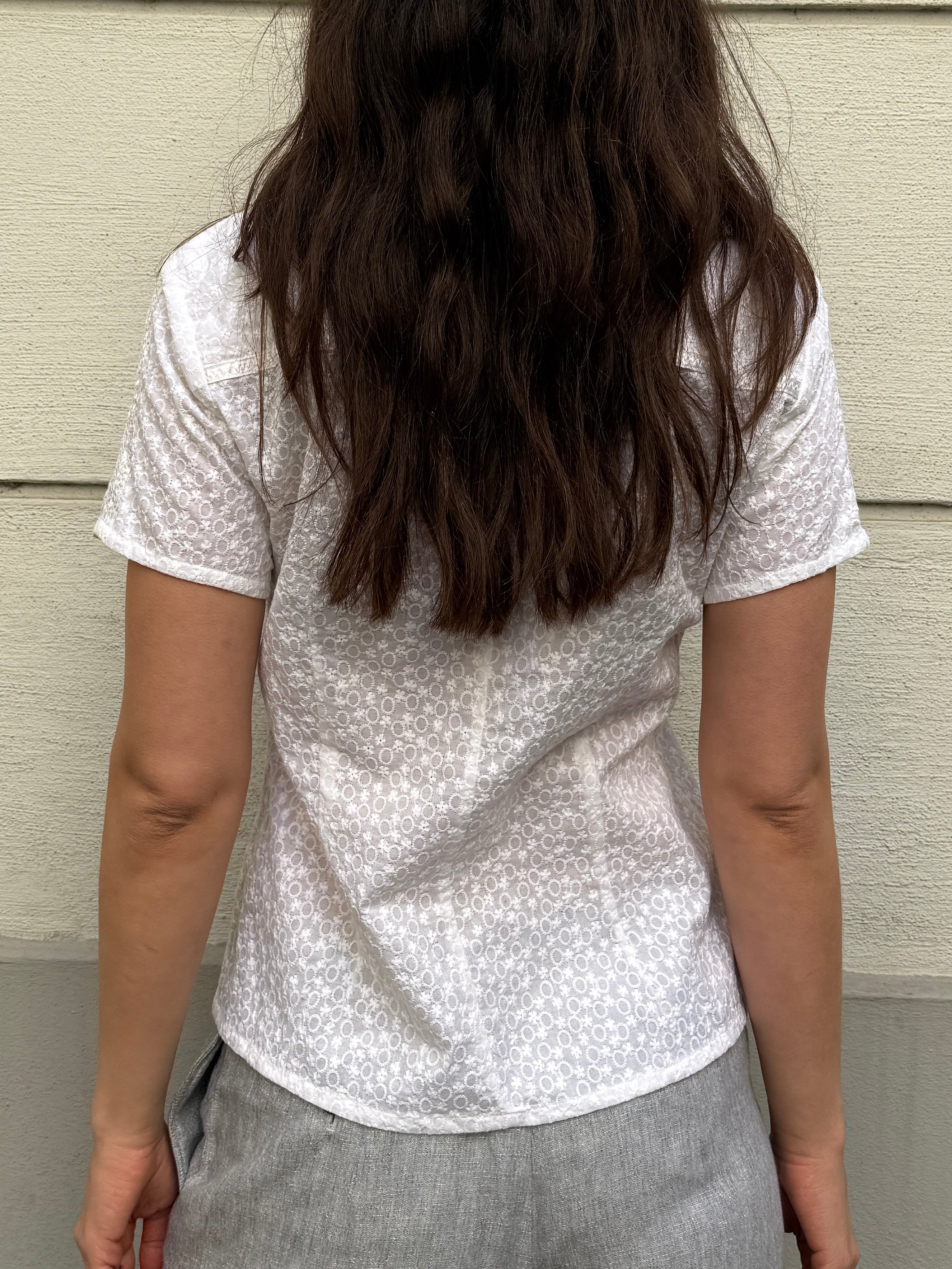 Vintage 100% Cotton Eyelet Embroidered Top S