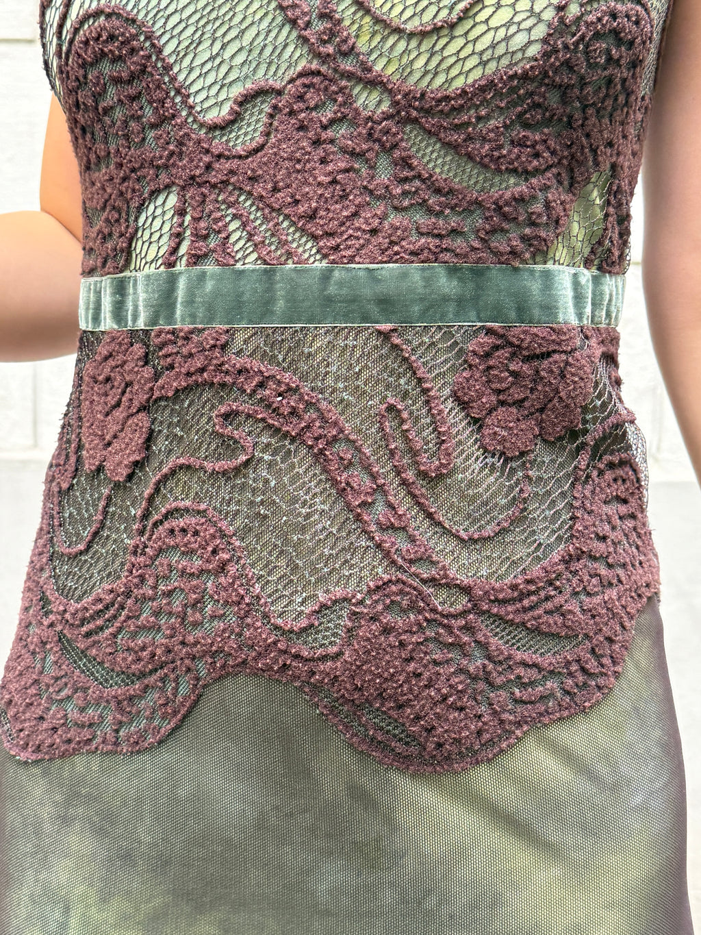 Vintage Mesh &  Wool Midi Dress L