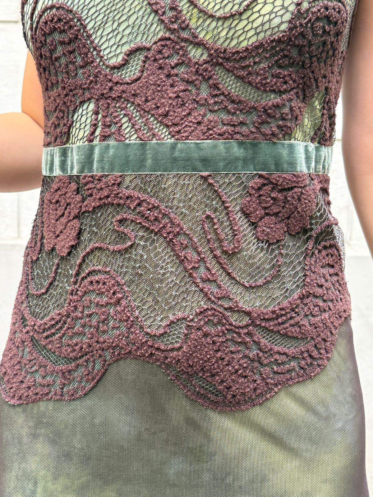 Vintage Mesh &  Wool Midi Dress L