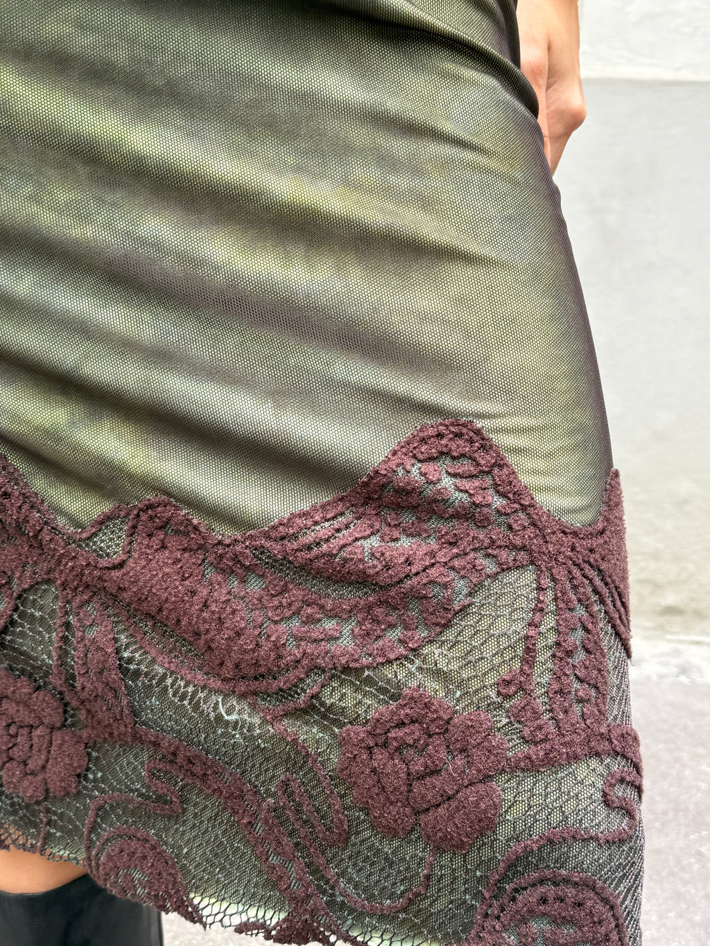 Vintage Mesh &  Wool Midi Dress L