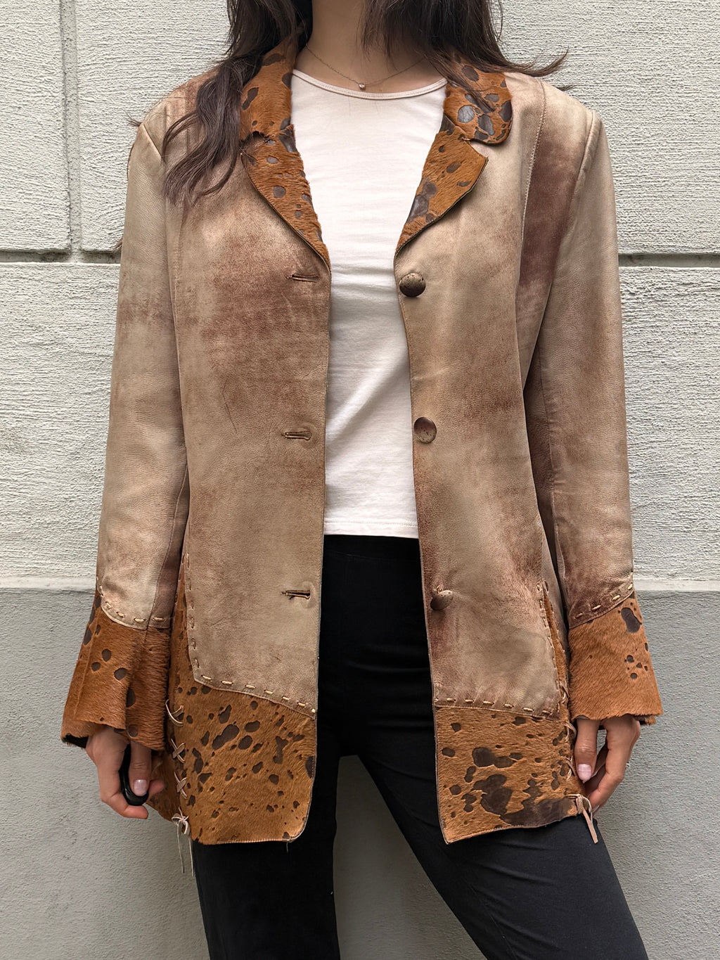 Vintage 100% Genuine Leather Pony Hair Cowhide Jacket M/L
