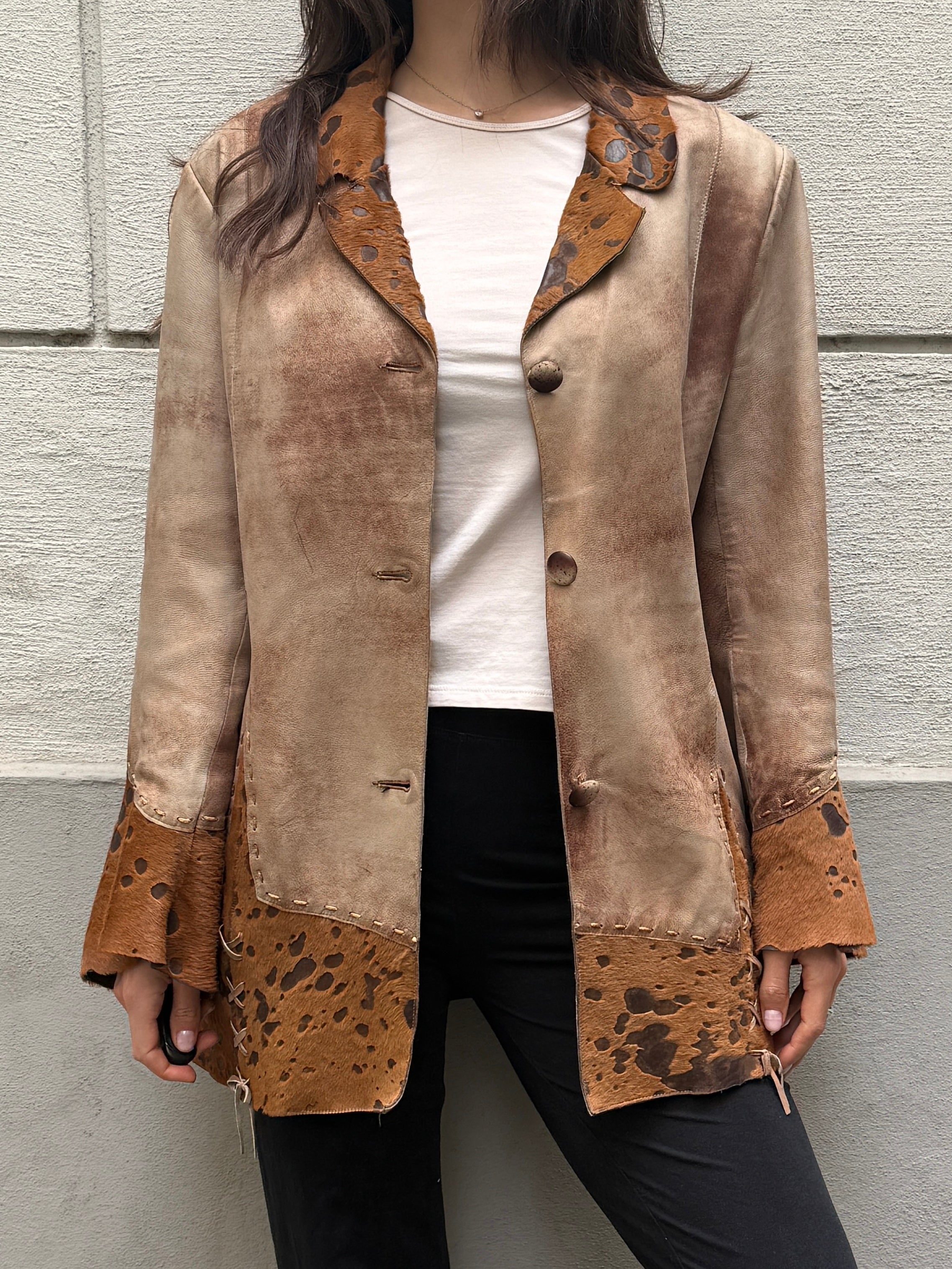 Vintage 100% Genuine Leather Pony Hair Cowhide Jacket M/L