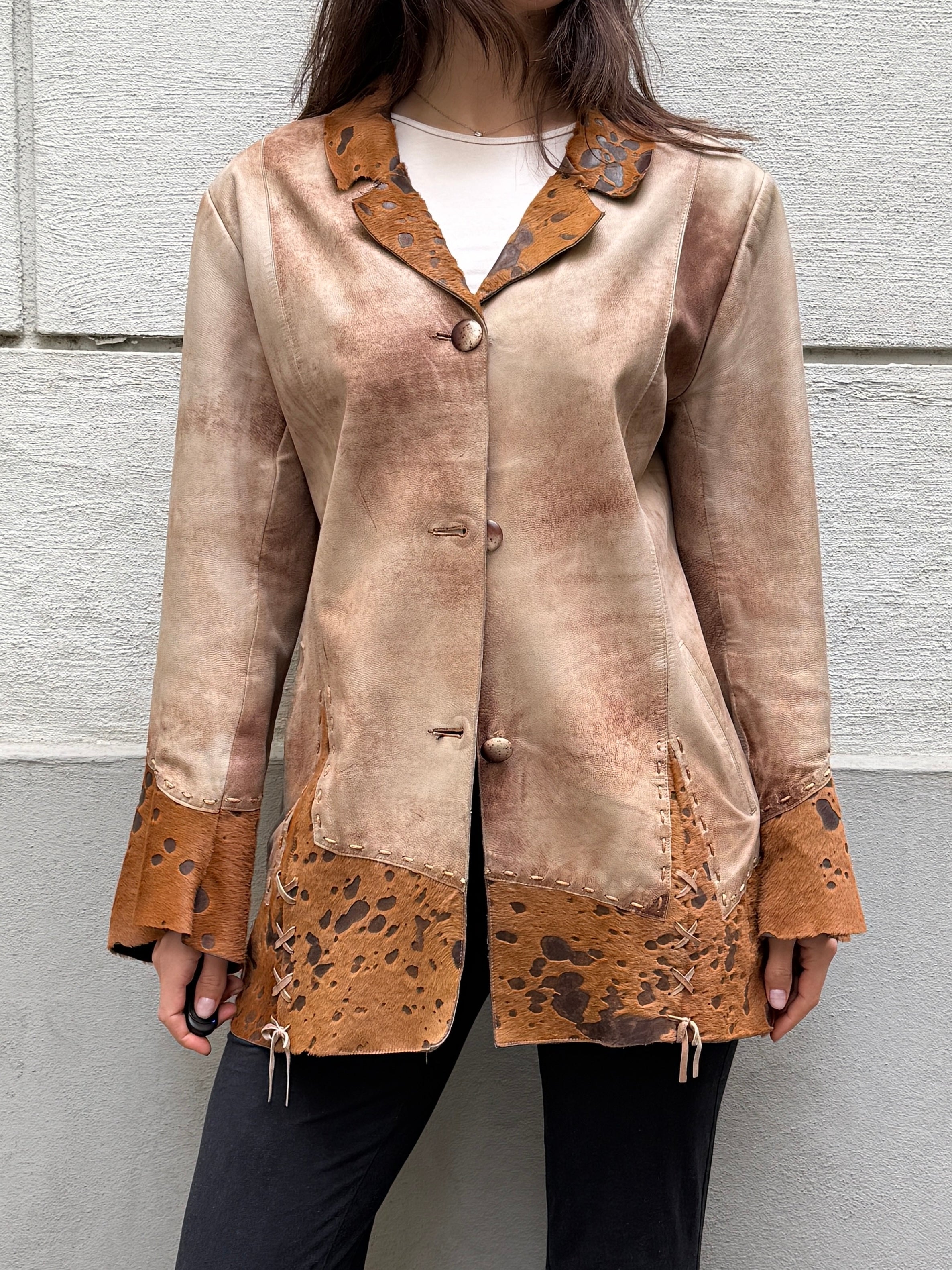 Vintage 100% Genuine Leather Pony Hair Cowhide Jacket M/L