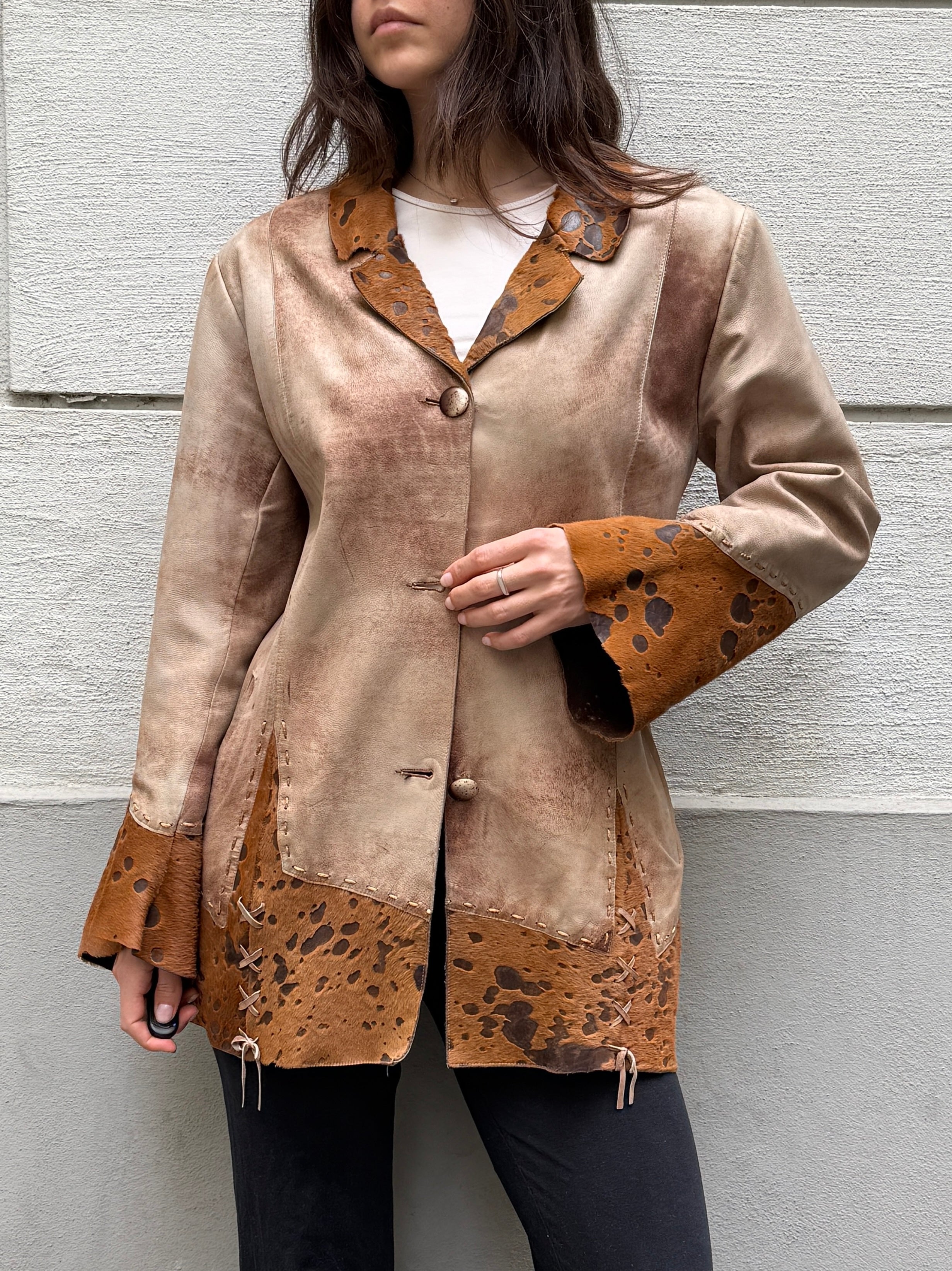 Vintage 100% Genuine Leather Pony Hair Cowhide Jacket M/L
