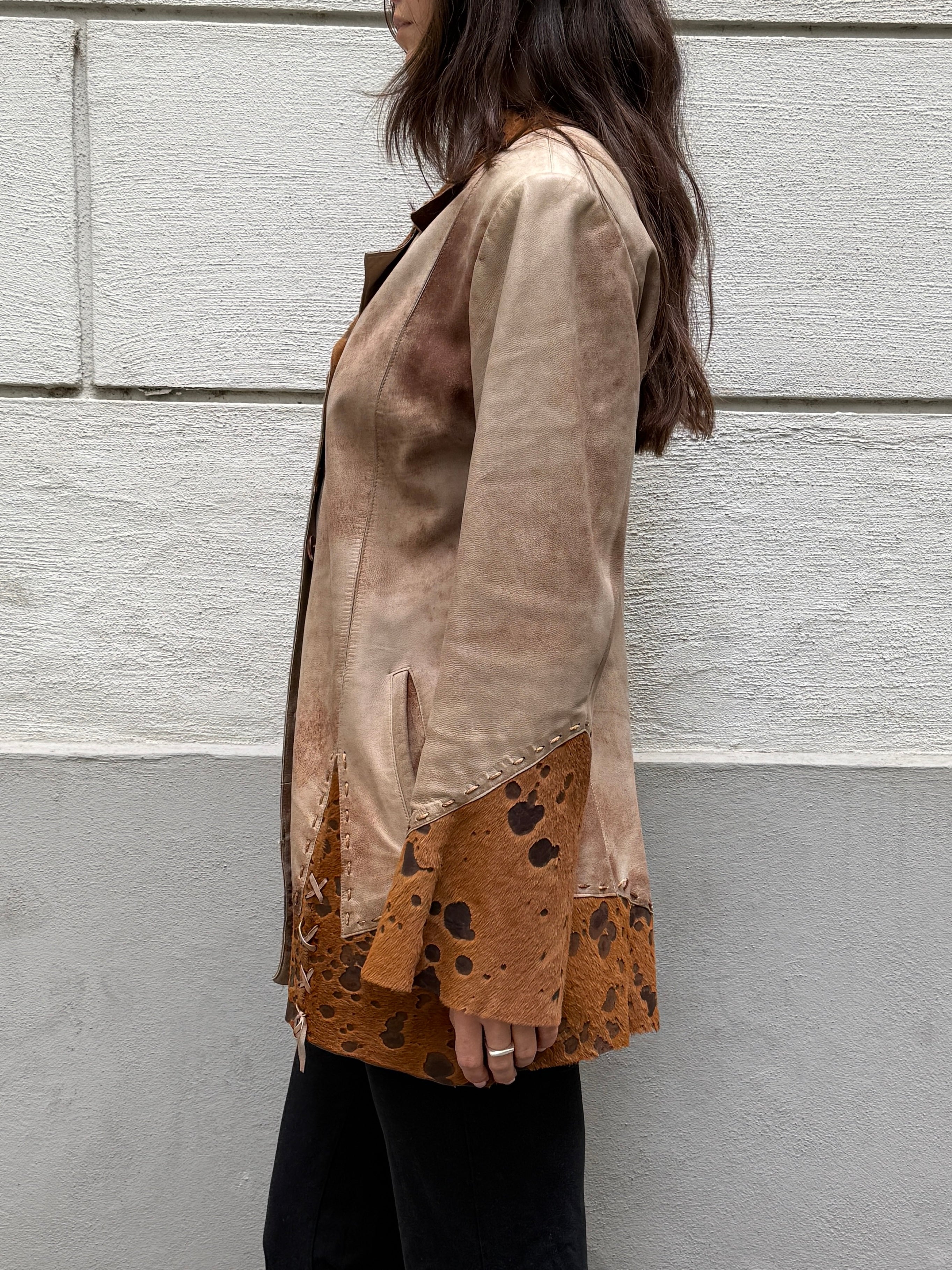 Vintage 100% Genuine Leather Pony Hair Cowhide Jacket M/L