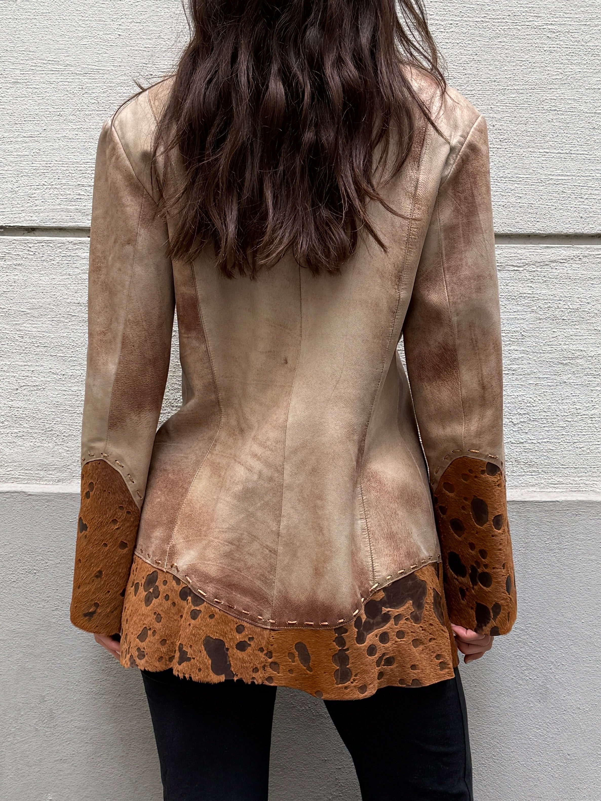 Vintage 100% Genuine Leather Pony Hair Cowhide Jacket M/L