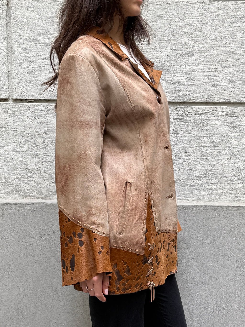 Vintage 100% Genuine Leather Pony Hair Cowhide Jacket M/L