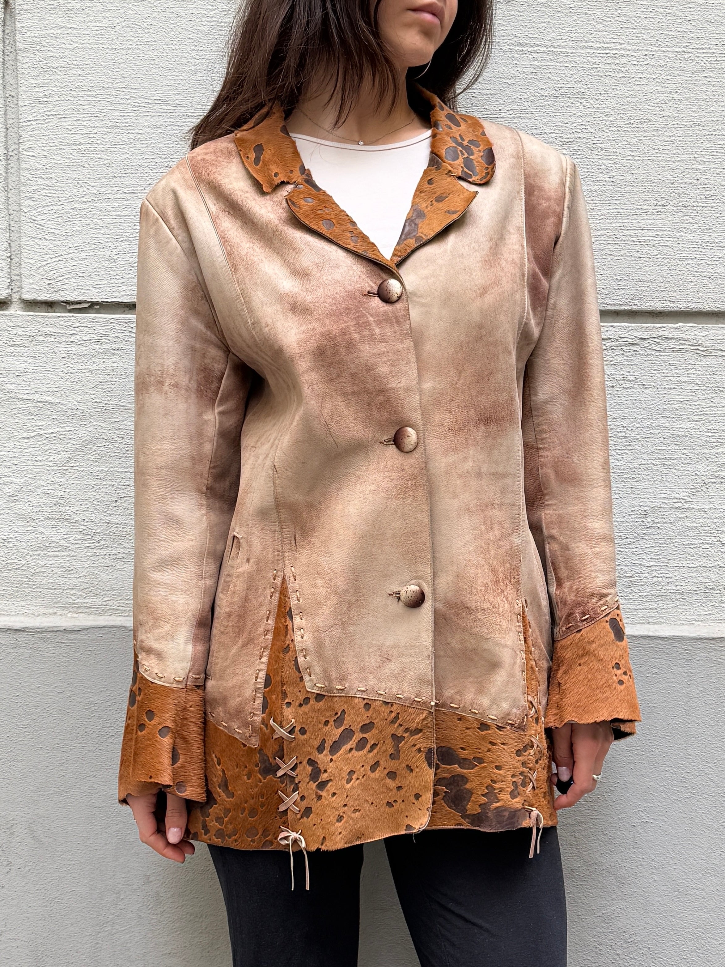 Vintage 100% Genuine Leather Pony Hair Cowhide Jacket M/L