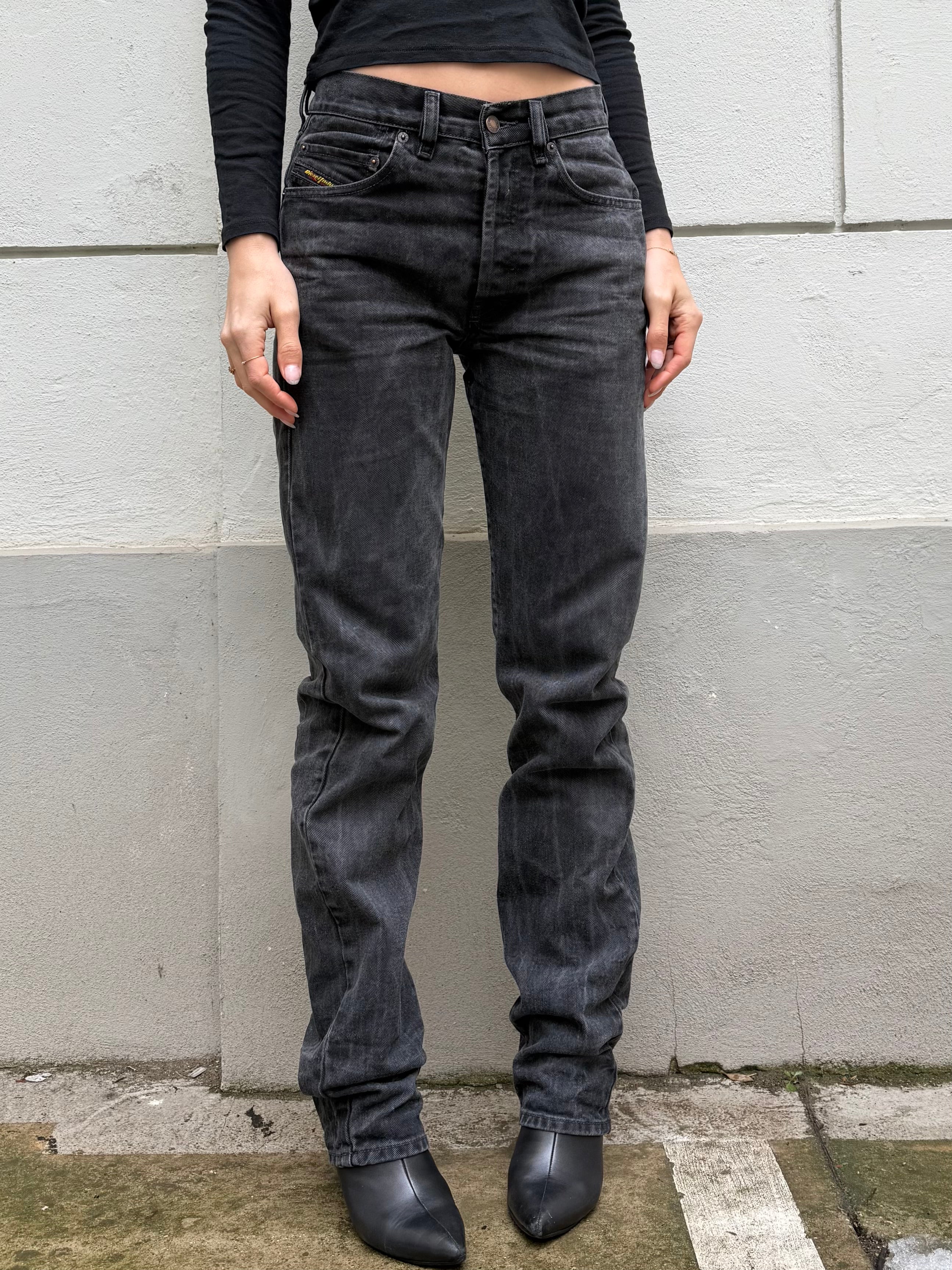 Vintage Diesel Black High Waisted Extra Long Jeans S EU 36