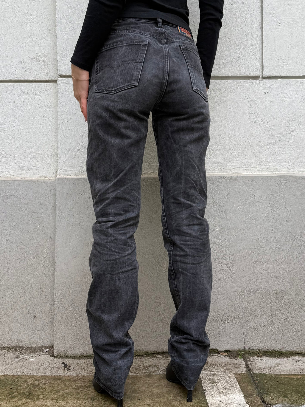 Vintage Diesel Black High Waisted Extra Long Jeans S EU 36