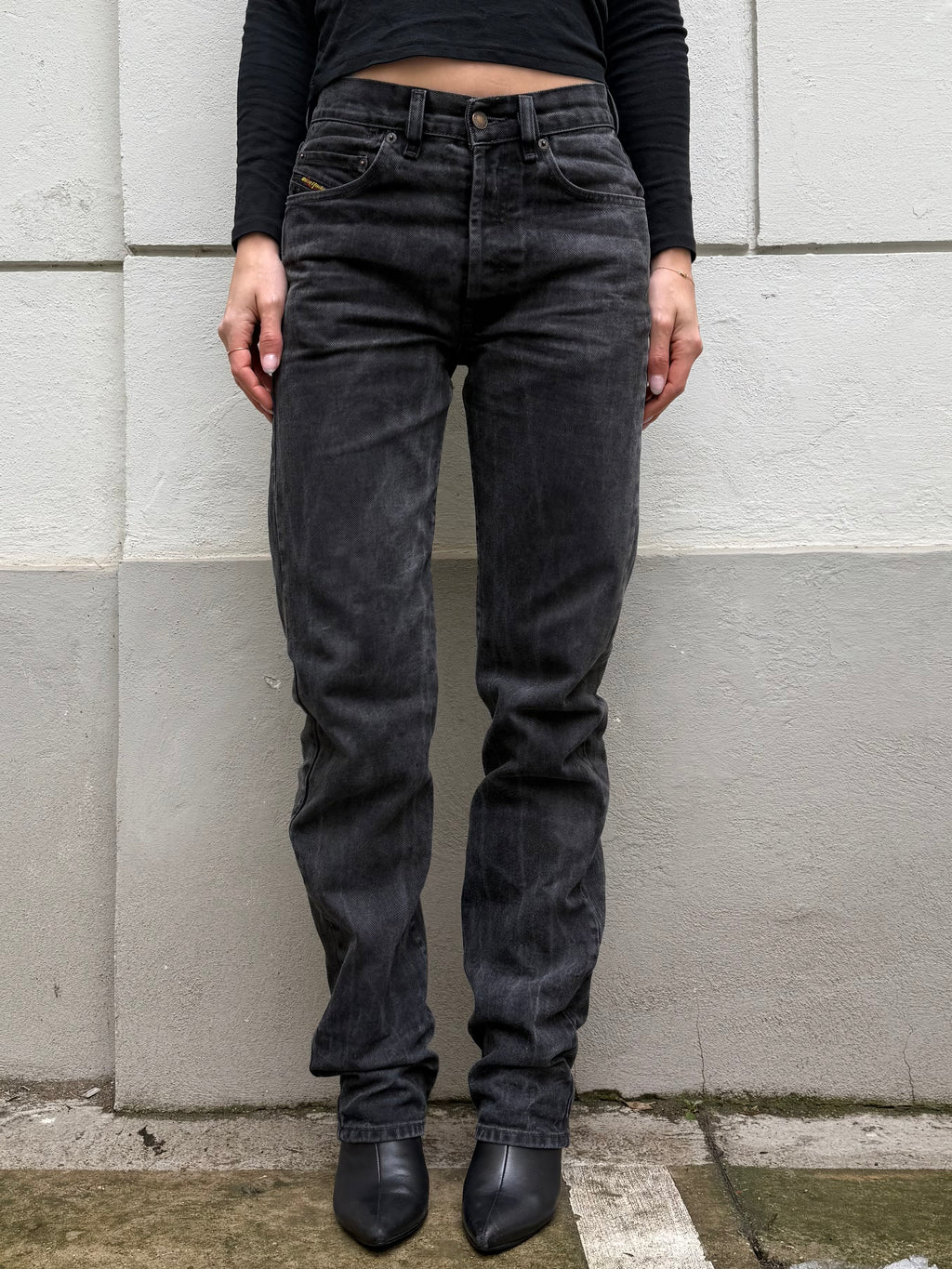 Vintage Diesel Black High Waisted Extra Long Jeans S EU 36