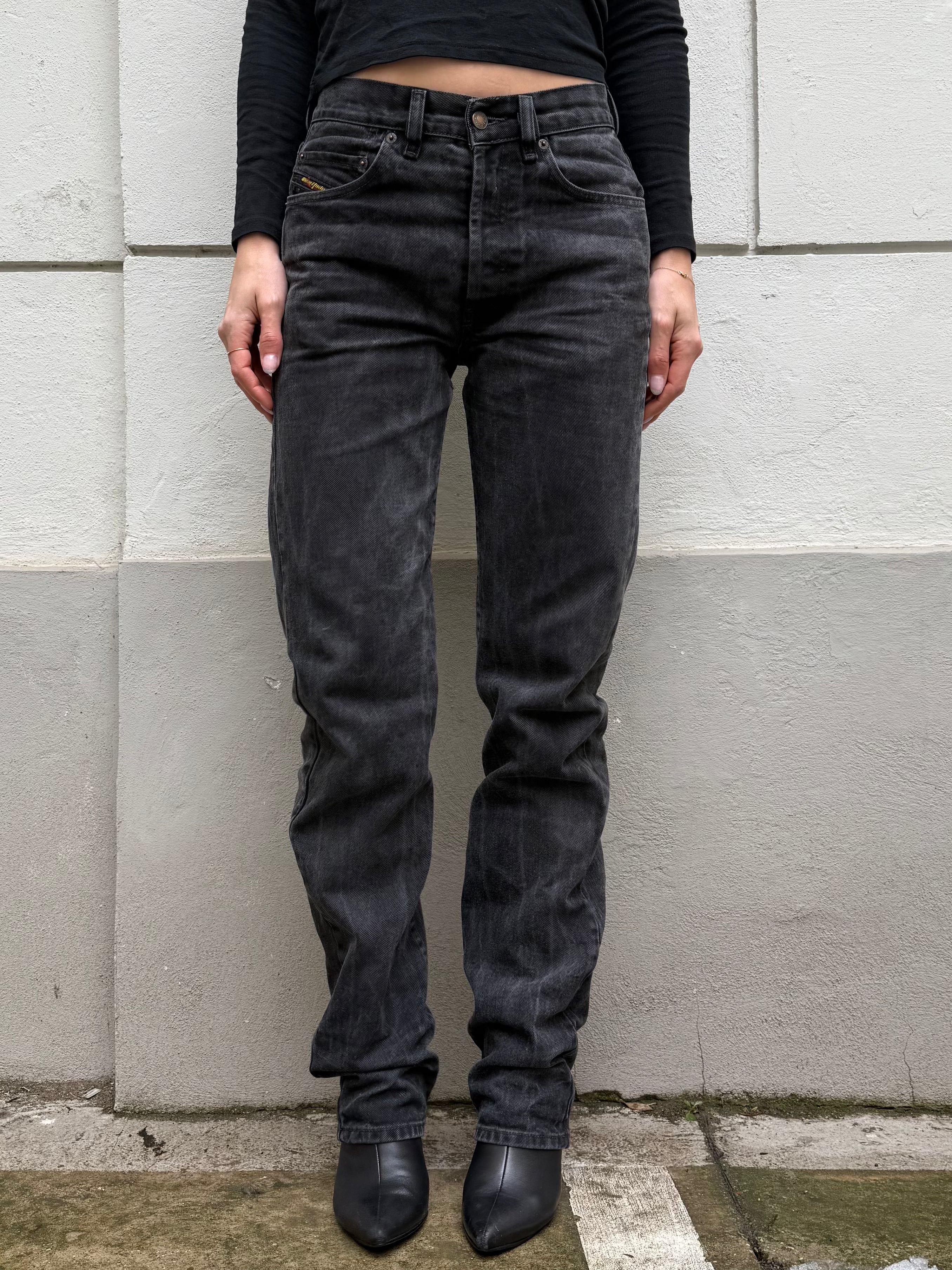 Vintage Diesel Black High Waisted Extra Long Jeans S EU 36