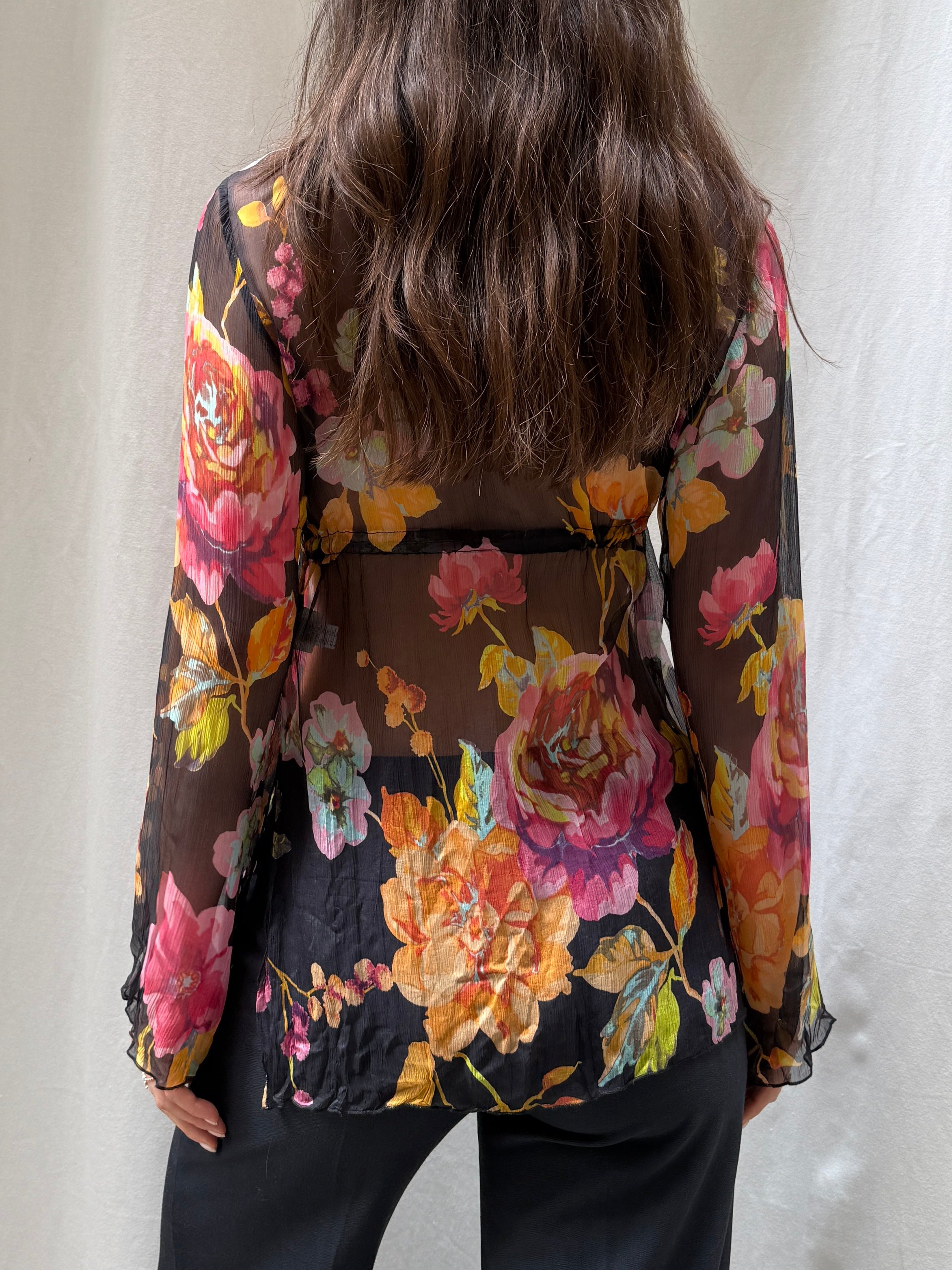 Vintage 100% Silk Lace Baby Doll Top M