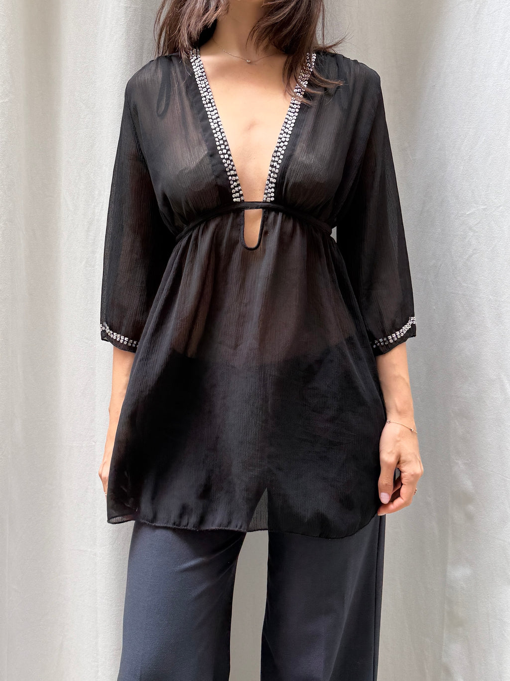 Vintage Black Sheer Tunic M