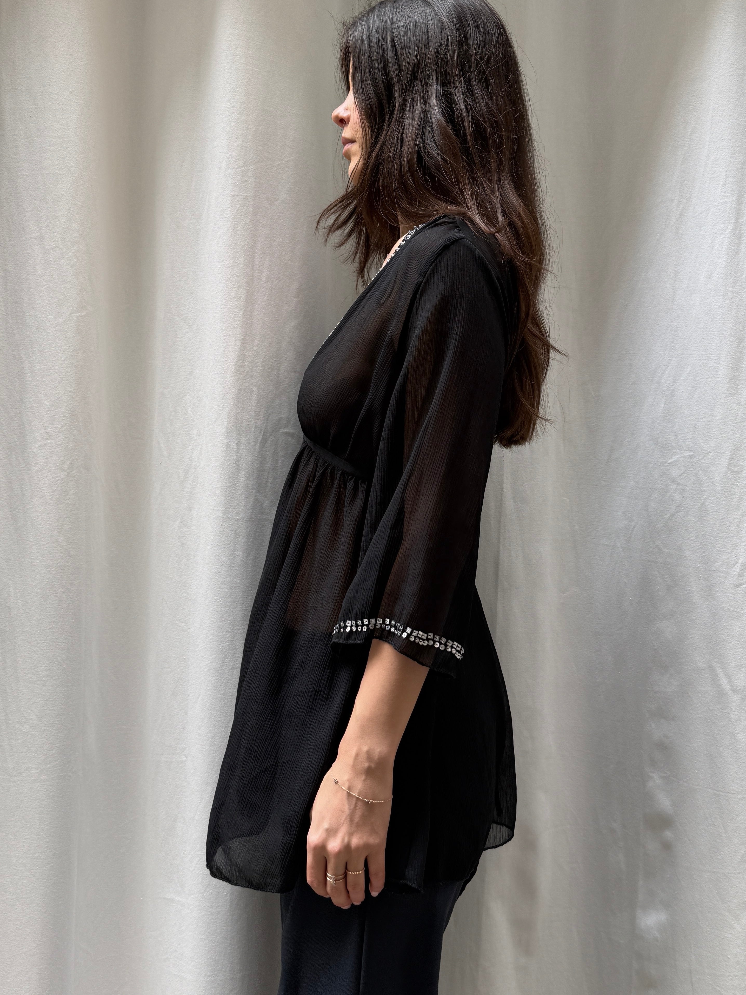 Vintage Black Sheer Tunic M
