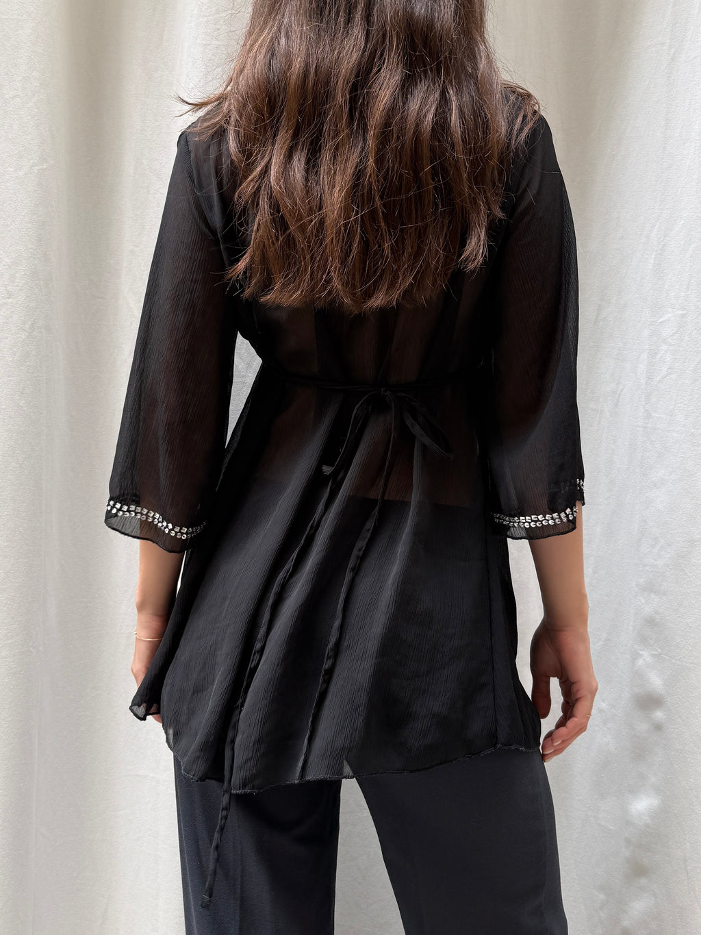 Vintage Black Sheer Tunic M