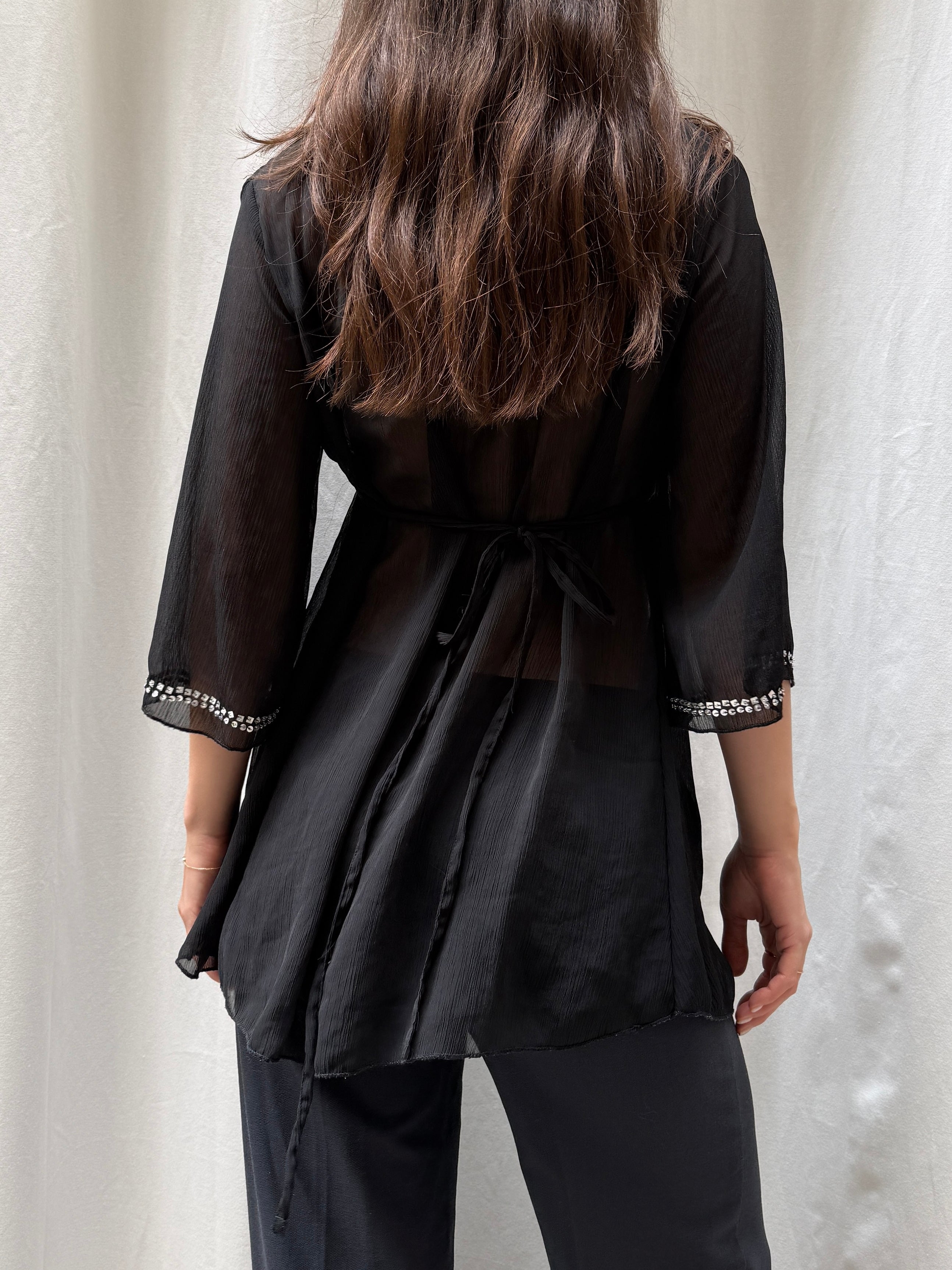 Vintage Black Sheer Tunic M