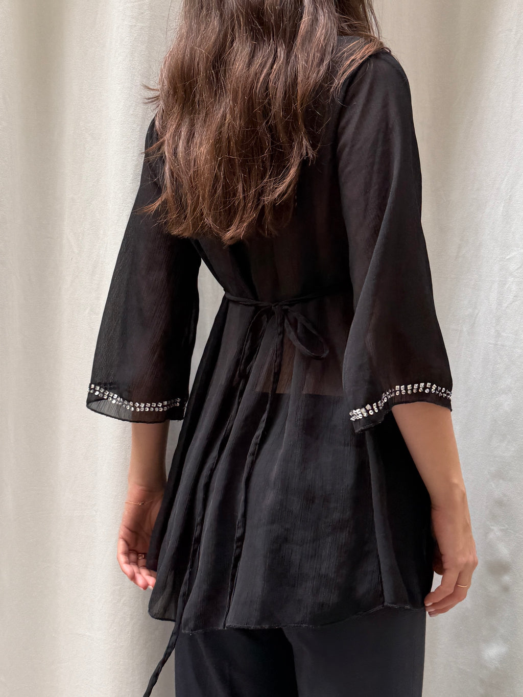 Vintage Black Sheer Tunic M