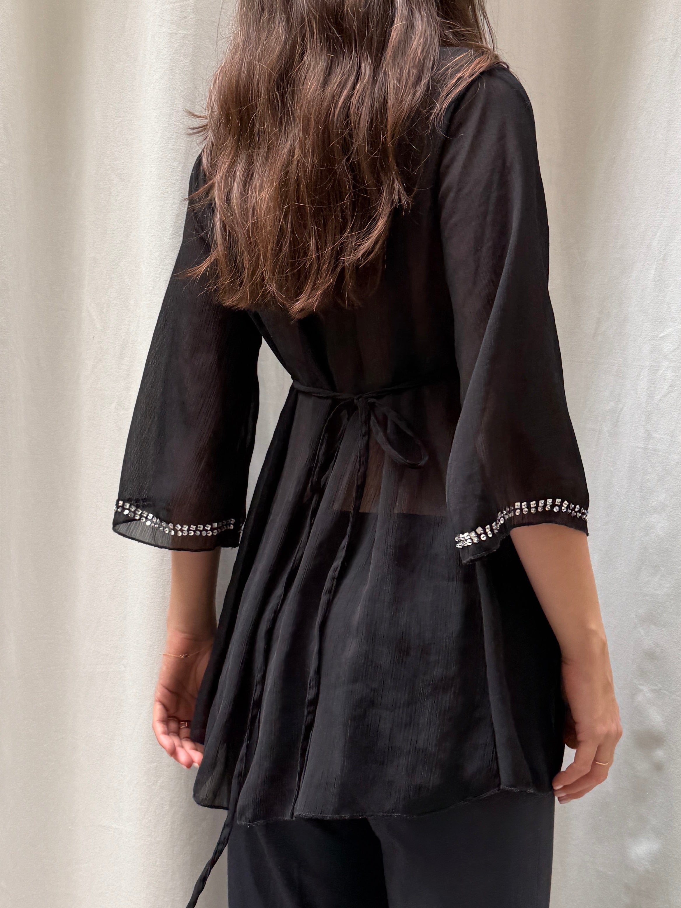 Vintage Black Sheer Tunic M