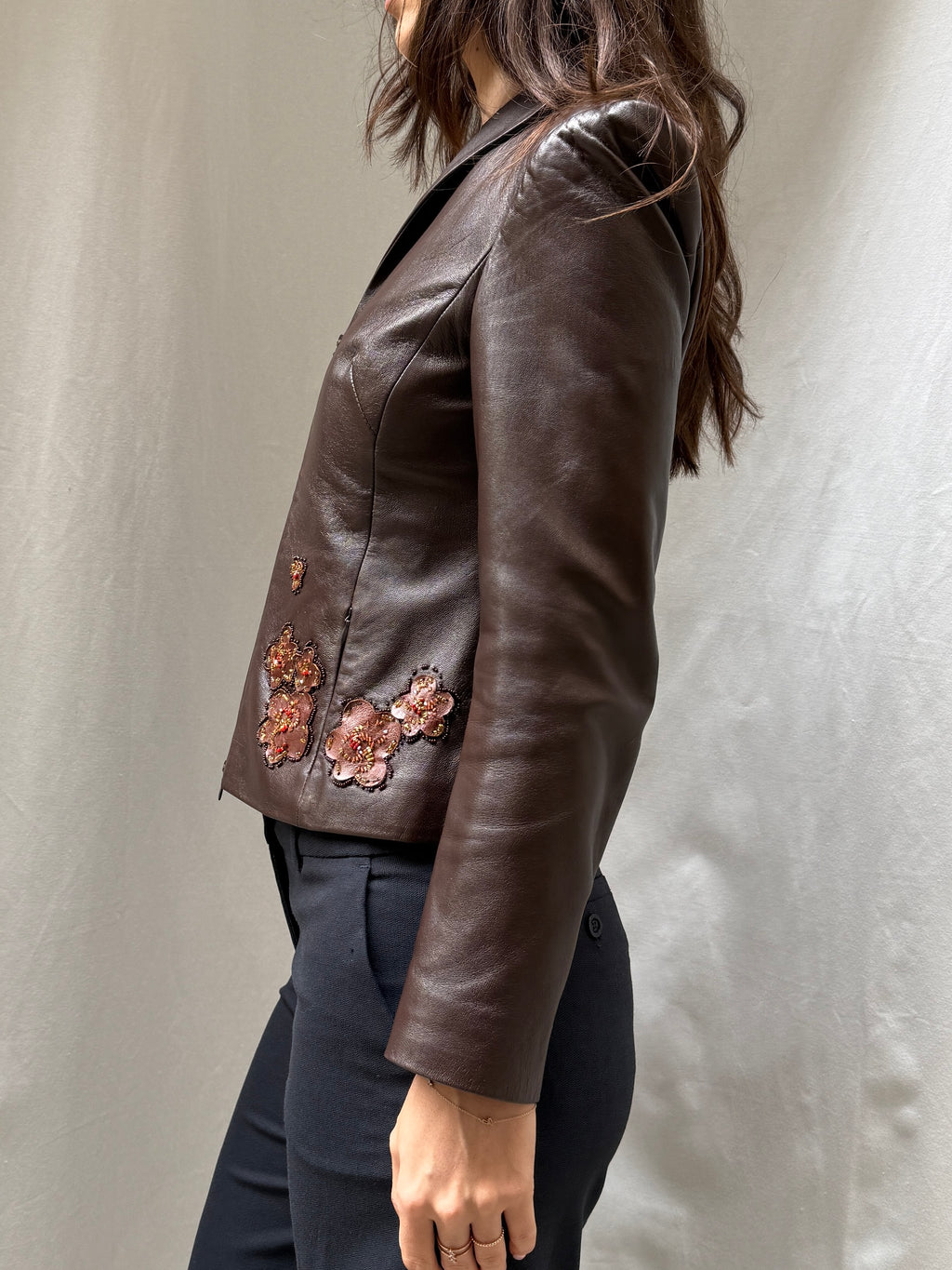 Vintage Y2K 100% Genuine Leather Brown Jacket S