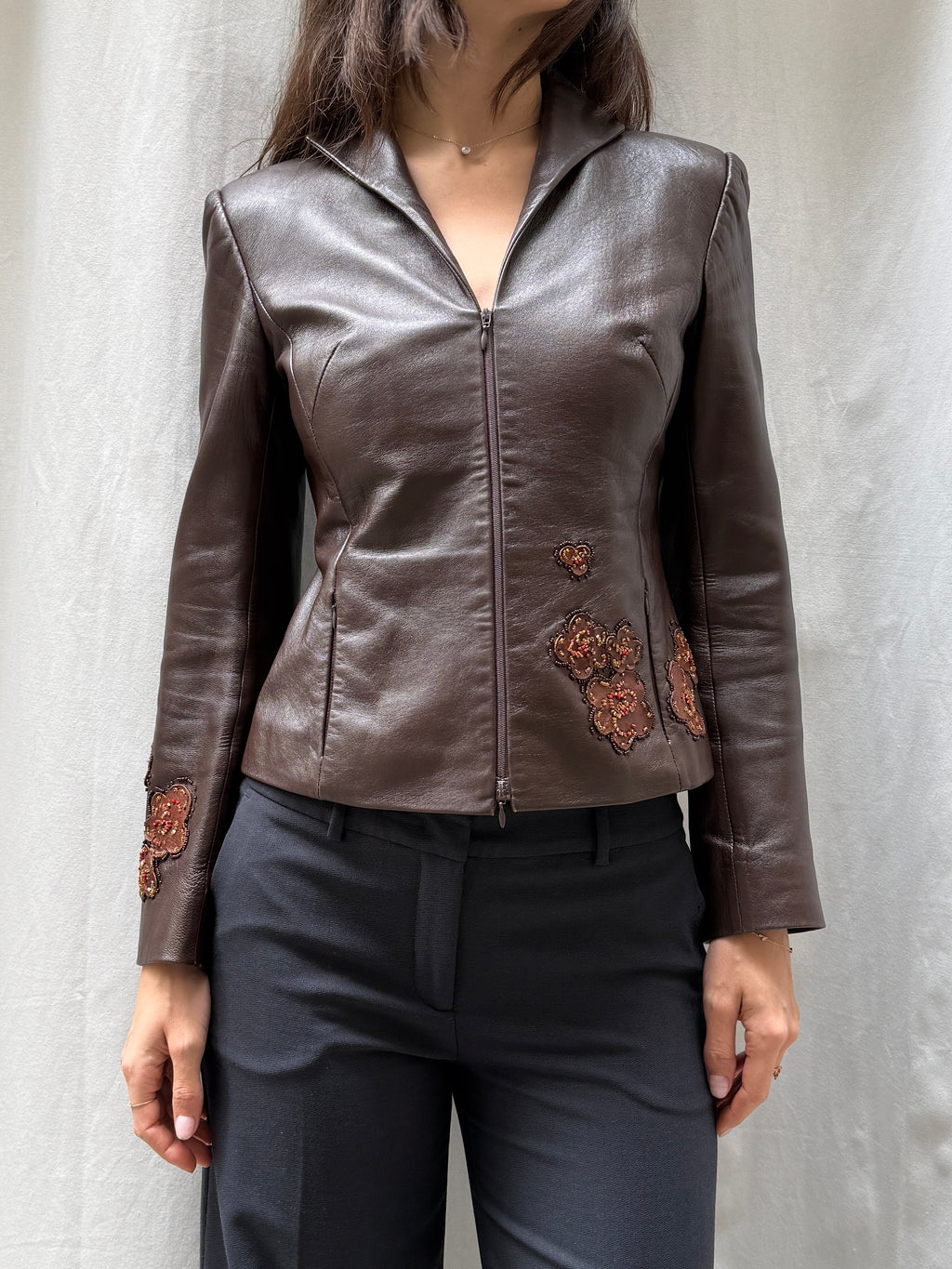 Vintage Y2K 100% Genuine Leather Brown Jacket S