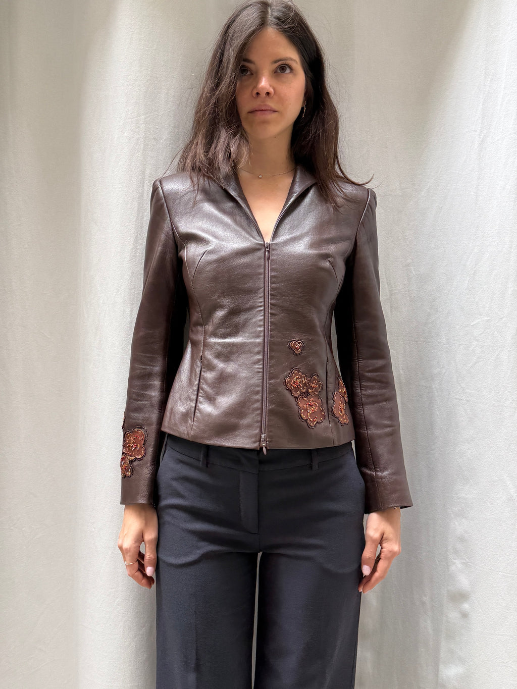 Vintage Y2K 100% Genuine Leather Brown Jacket S