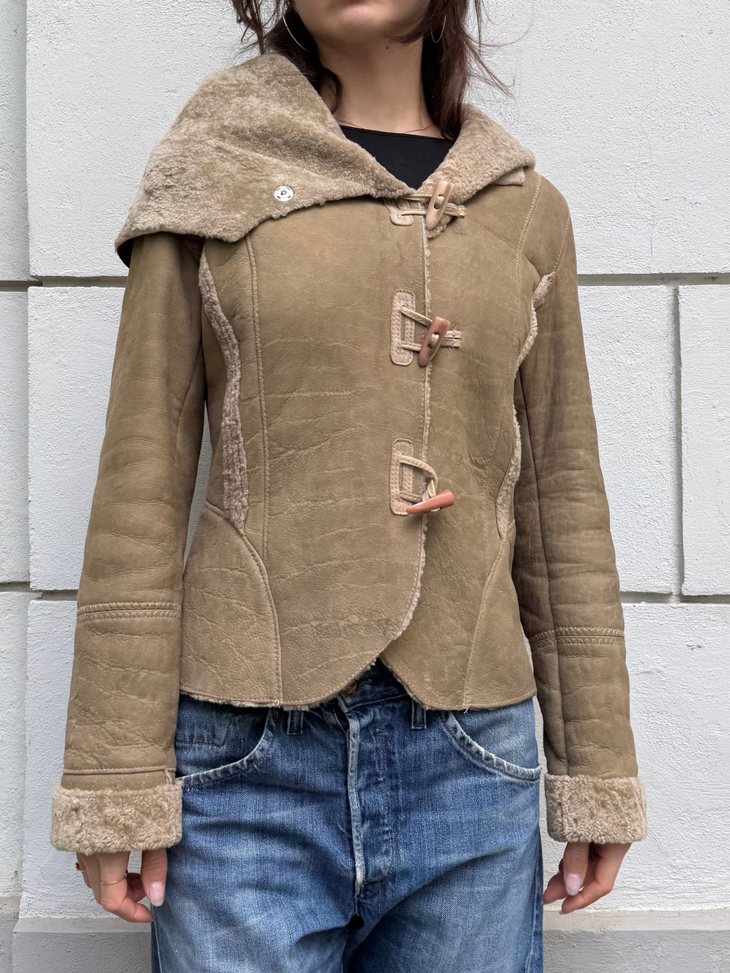100% Real Shearling Early 00's Tan/Light Brown Jacket M