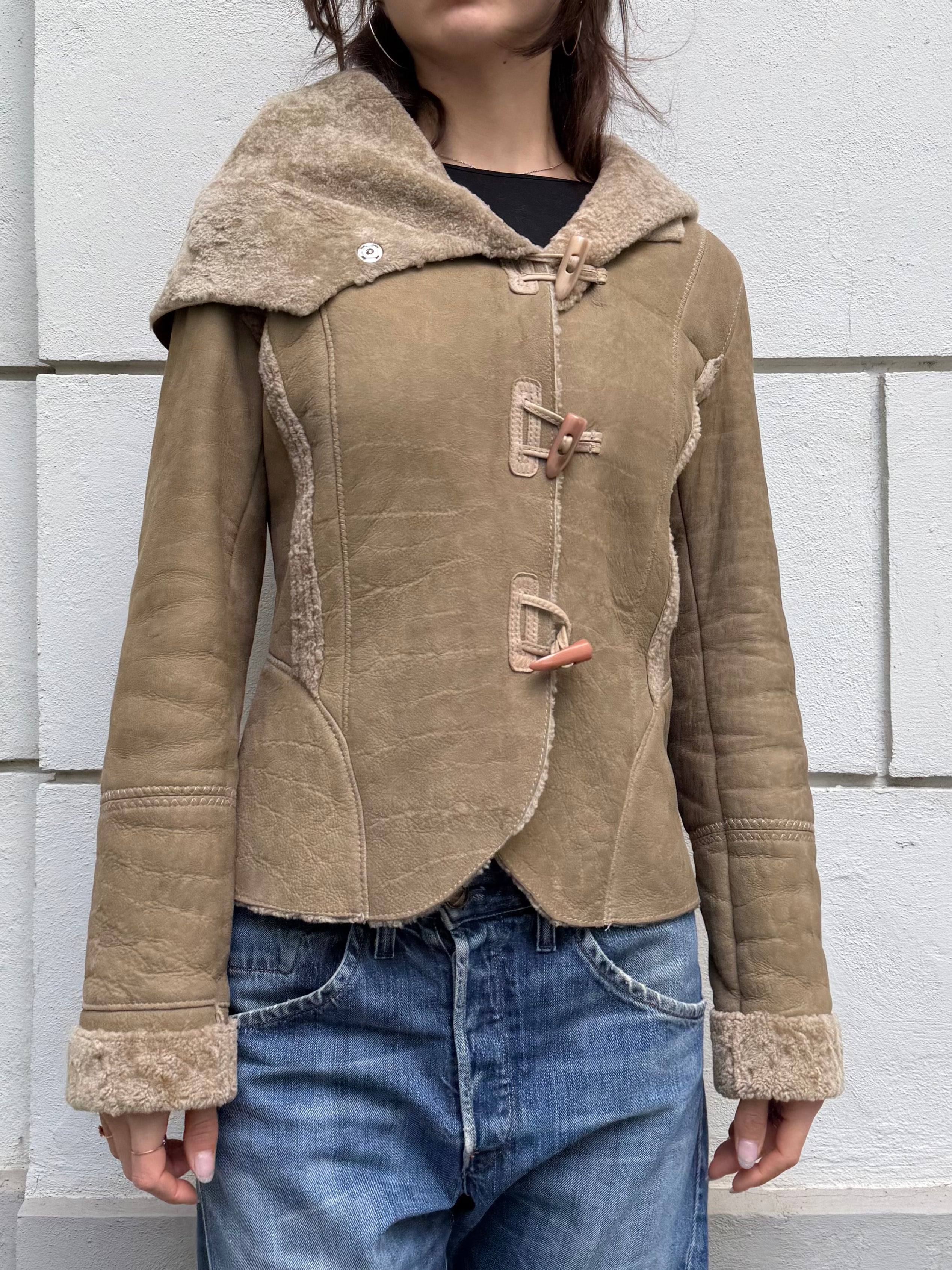 100% Real Shearling Early 00's Tan/Light Brown Jacket M