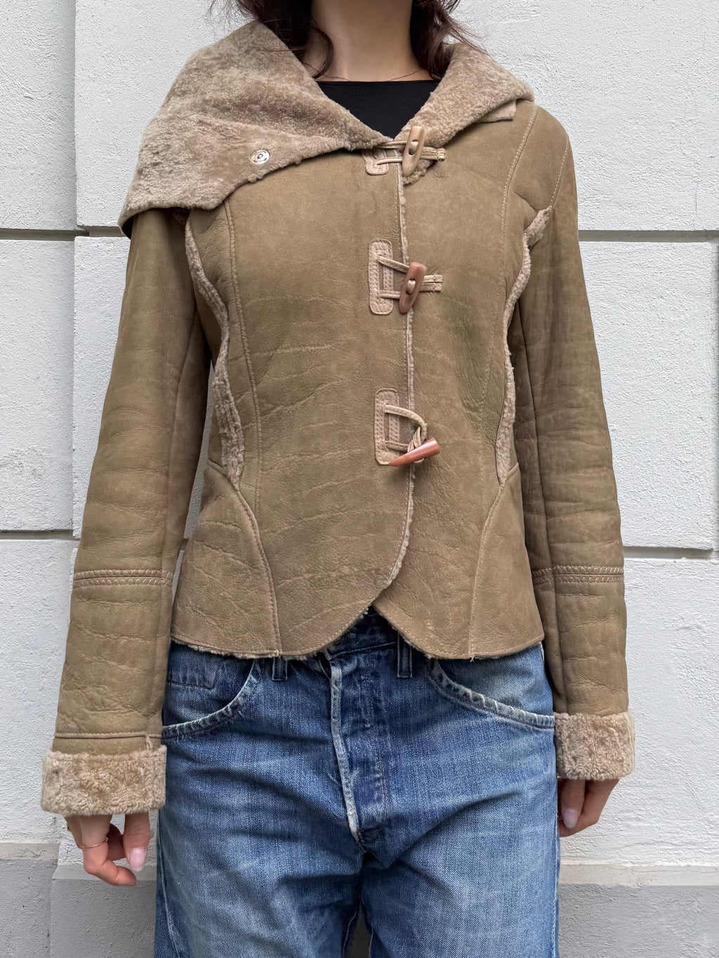 100% Real Shearling Early 00's Tan/Light Brown Jacket M