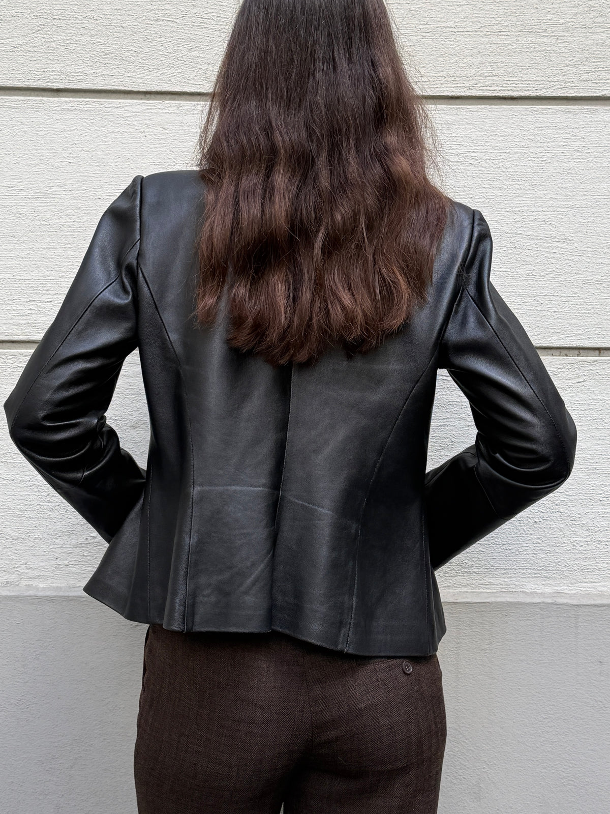 Vintage 100% Genuine Leather Black Minimal Jacket M