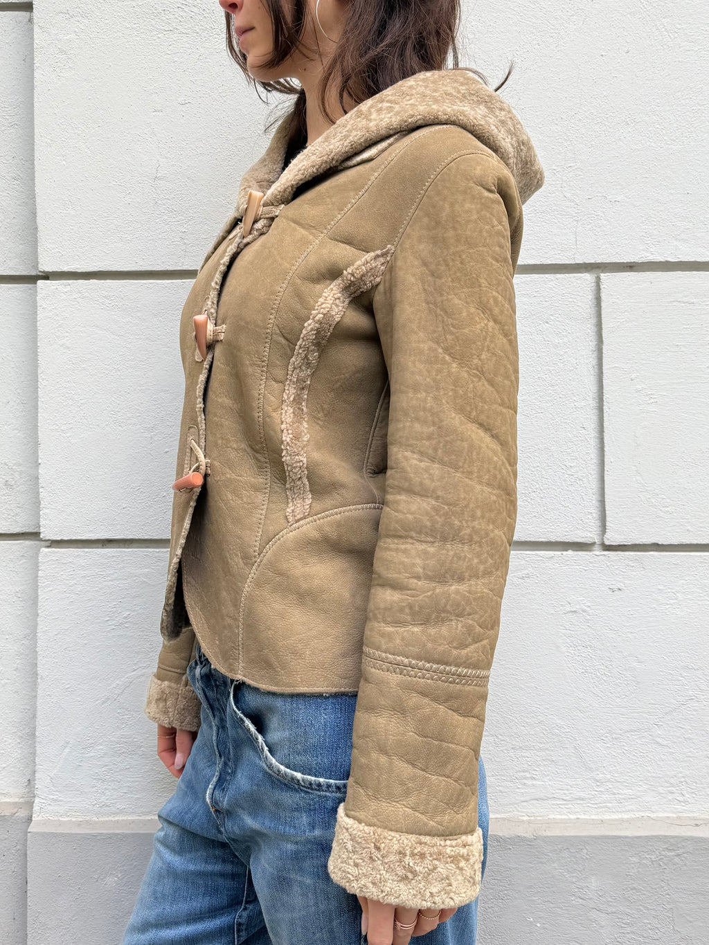 100% Real Shearling Early 00's Tan/Light Brown Jacket M