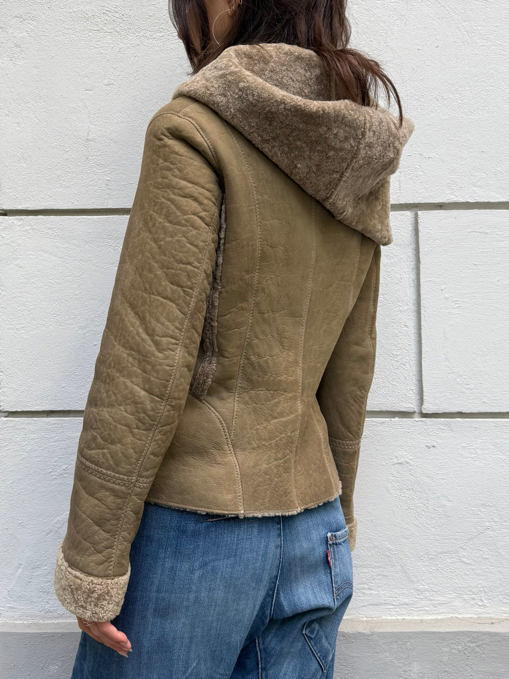 100% Real Shearling Early 00's Tan/Light Brown Jacket M