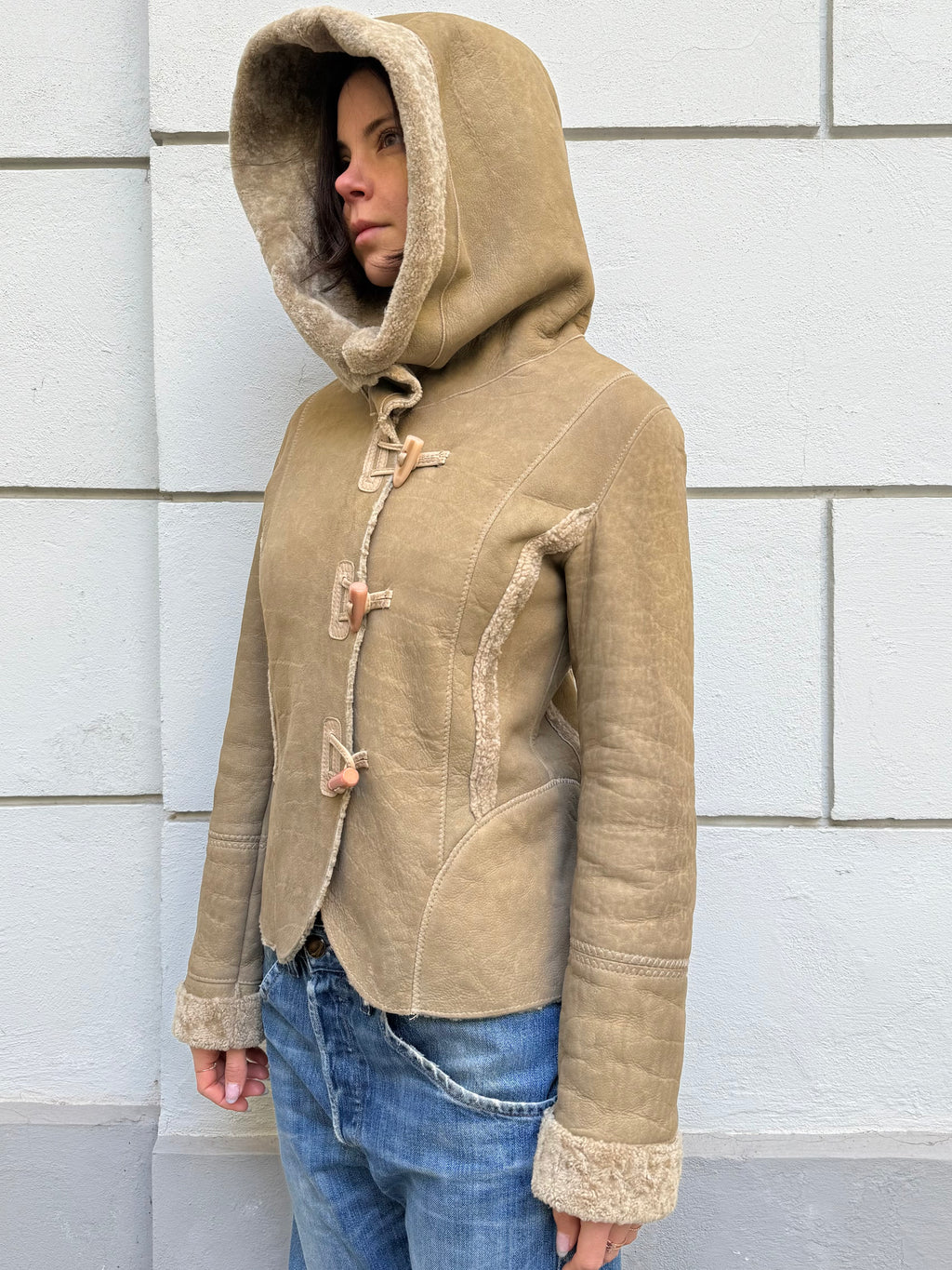 100% Real Shearling Early 00's Tan/Light Brown Jacket M