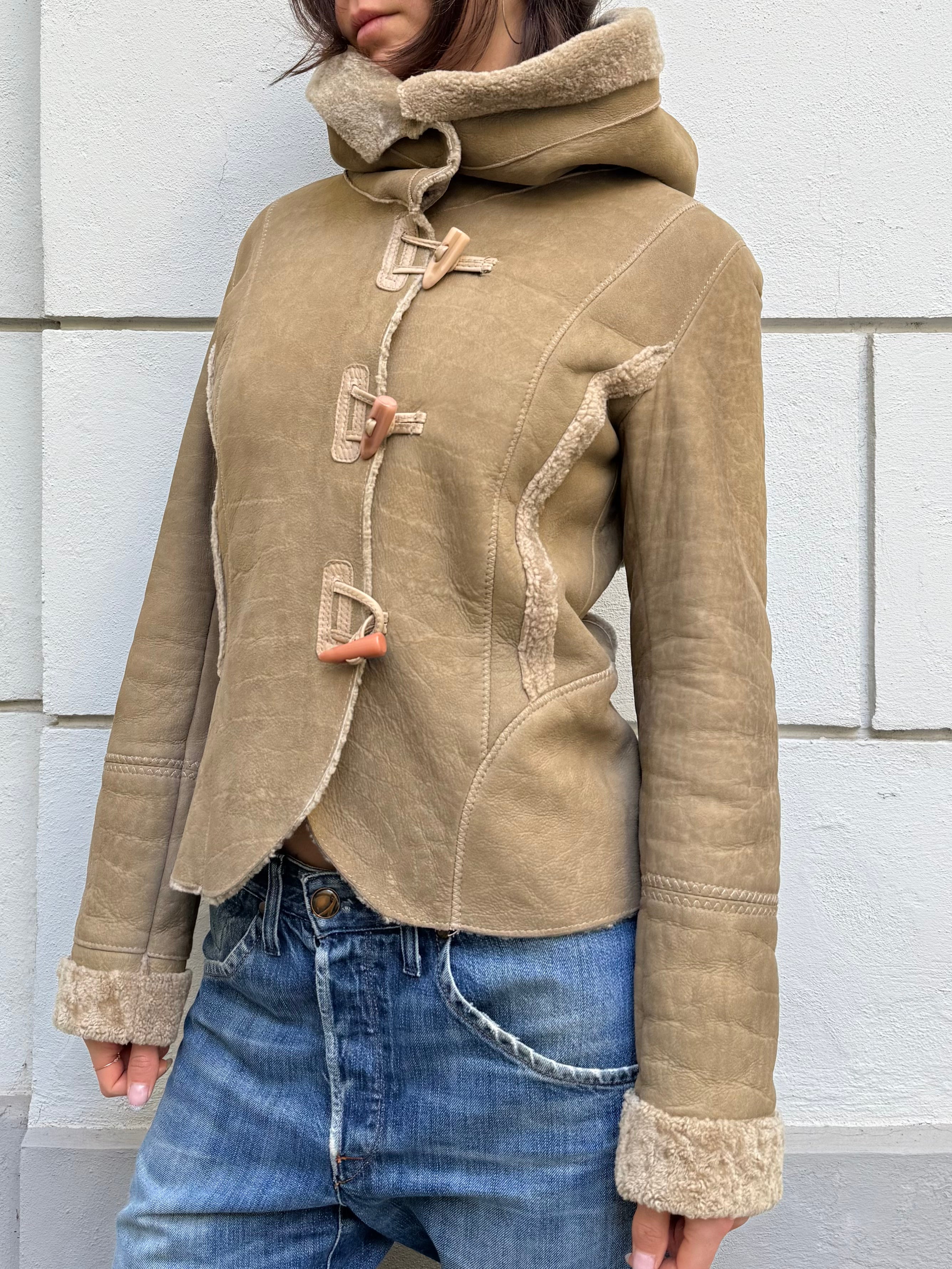 100% Real Shearling Early 00's Tan/Light Brown Jacket M
