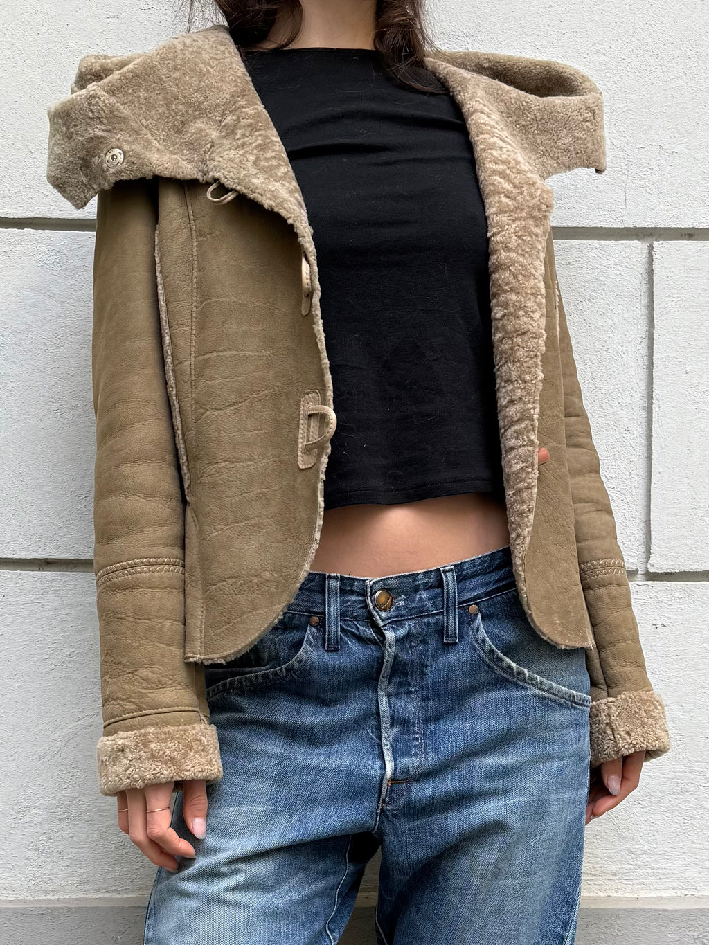 100% Real Shearling Early 00's Tan/Light Brown Jacket M