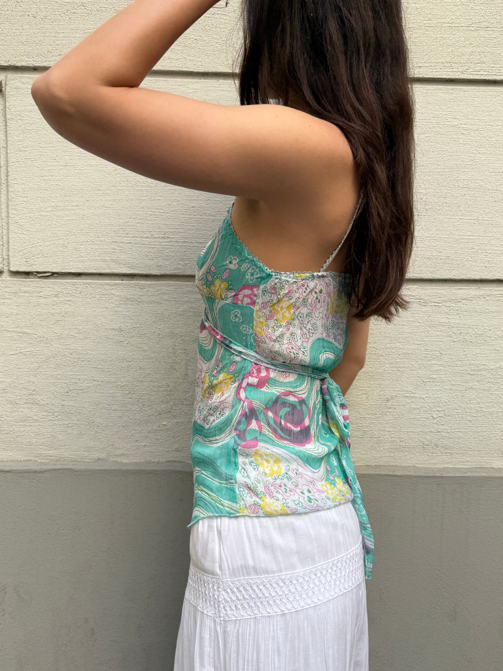 Vintage Y2K Teal Tie Back Camisole Top S/M
