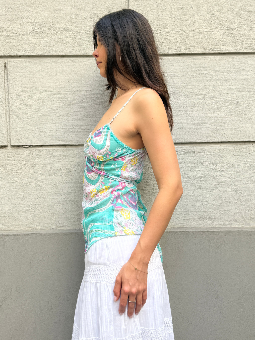 Vintage Y2K Teal Tie Back Camisole Top S/M
