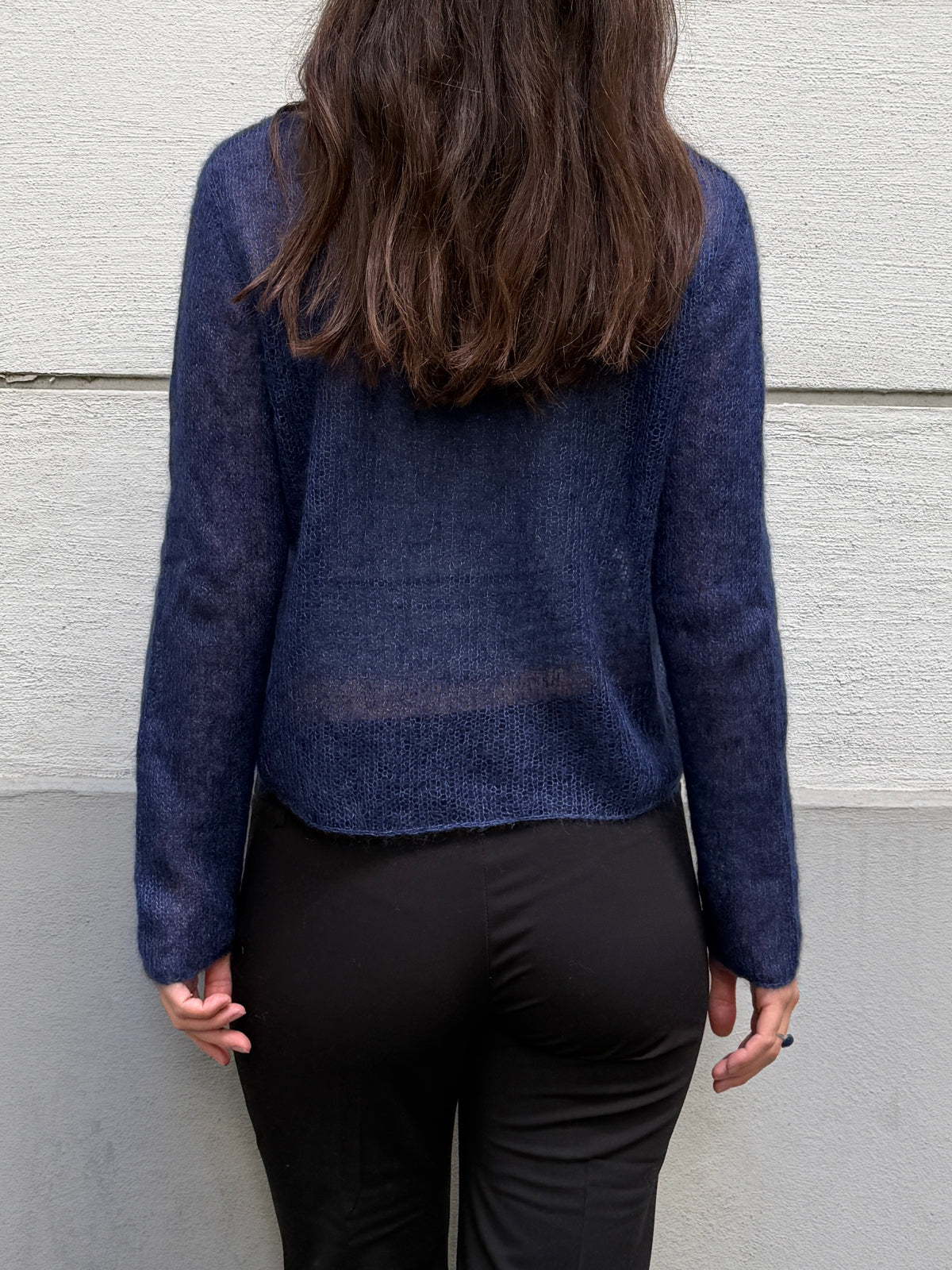 Hand Knit Mohair/Wool Blue Sweater S/M