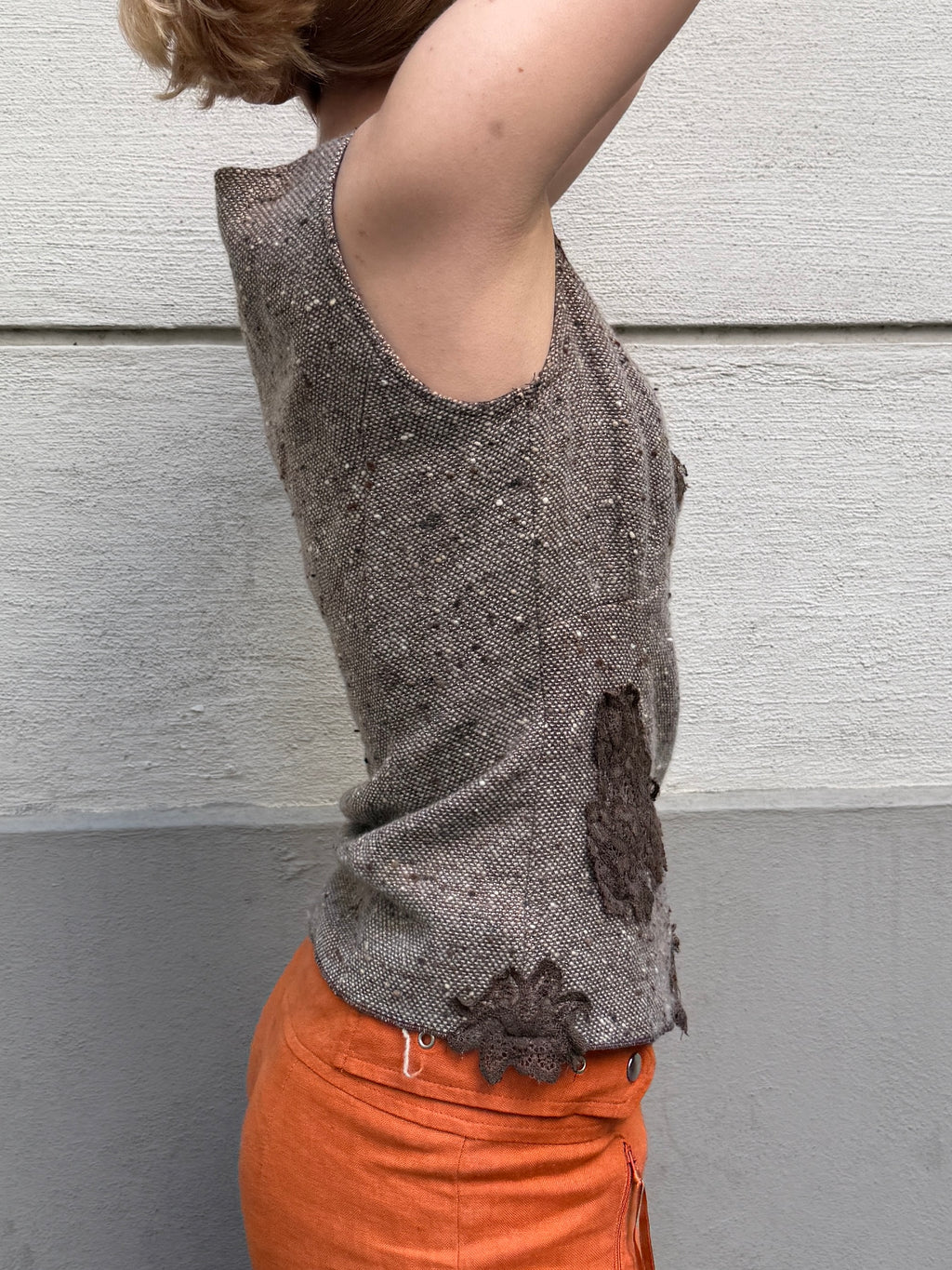 Vintage Y2K Wool & Lace Sleeveless Top XS/S