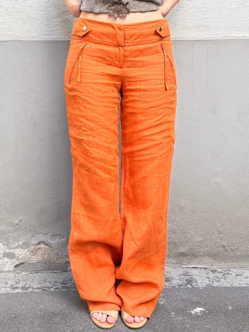 Vintage Y2K 100% Linen Orange Trousers XS/S