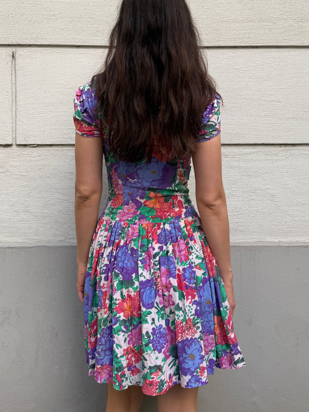 Vintage 100% Silk Floral Mini Dress XS/S