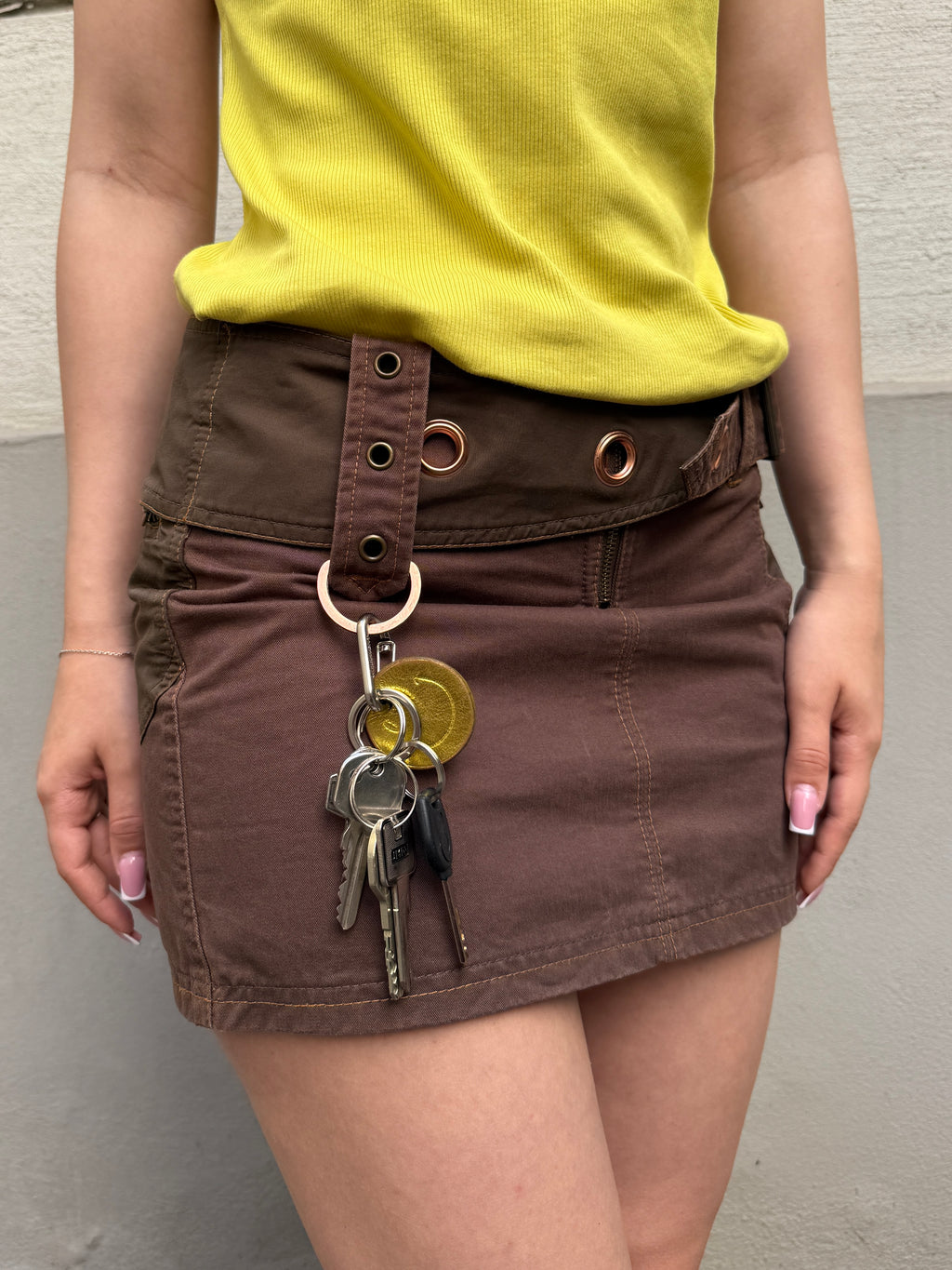 Vintage Y2K 100% Cotton Brown Cargo Mini Skirt XS