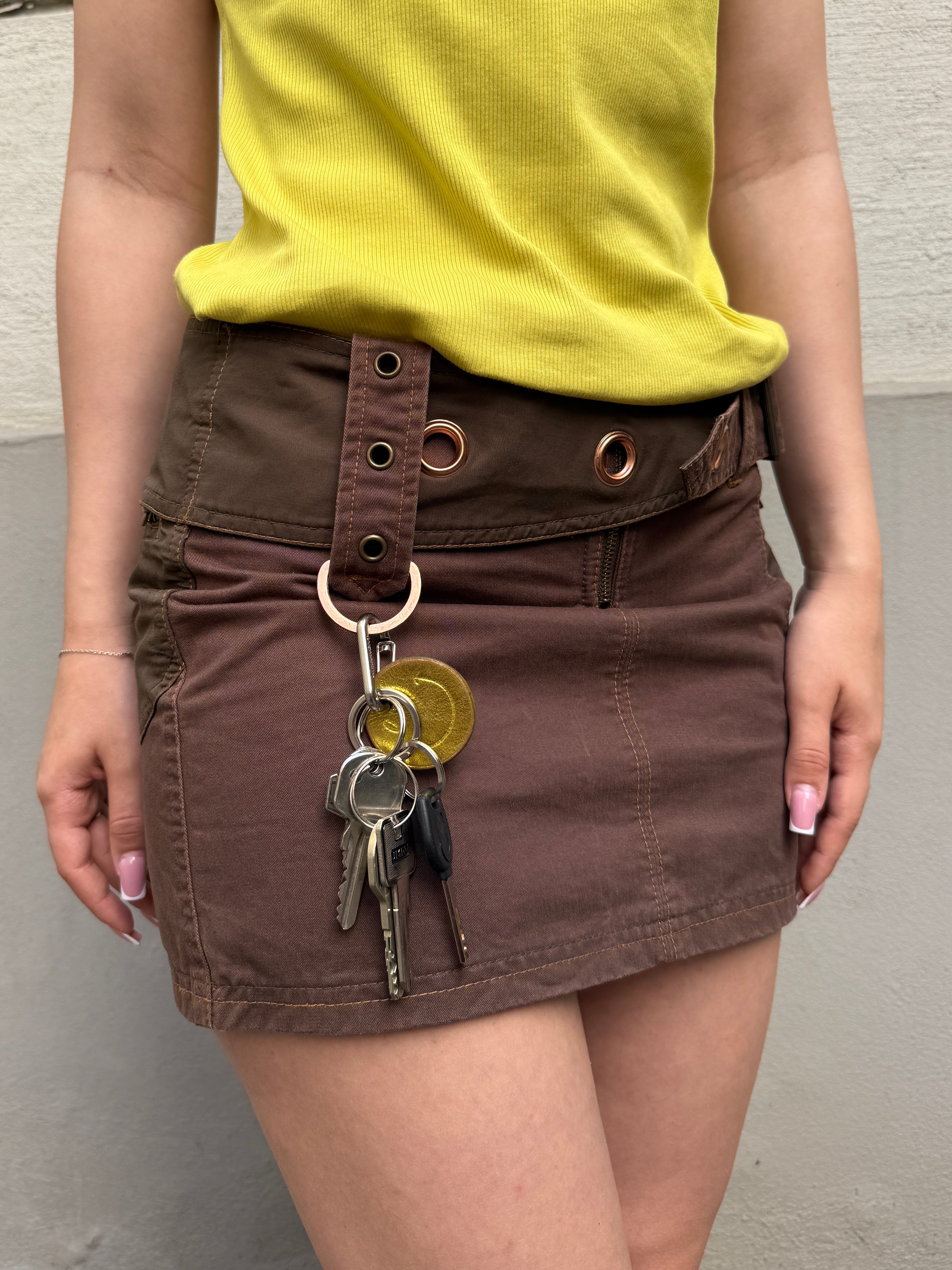 Vintage Y2K 100% Cotton Brown Cargo Mini Skirt XS