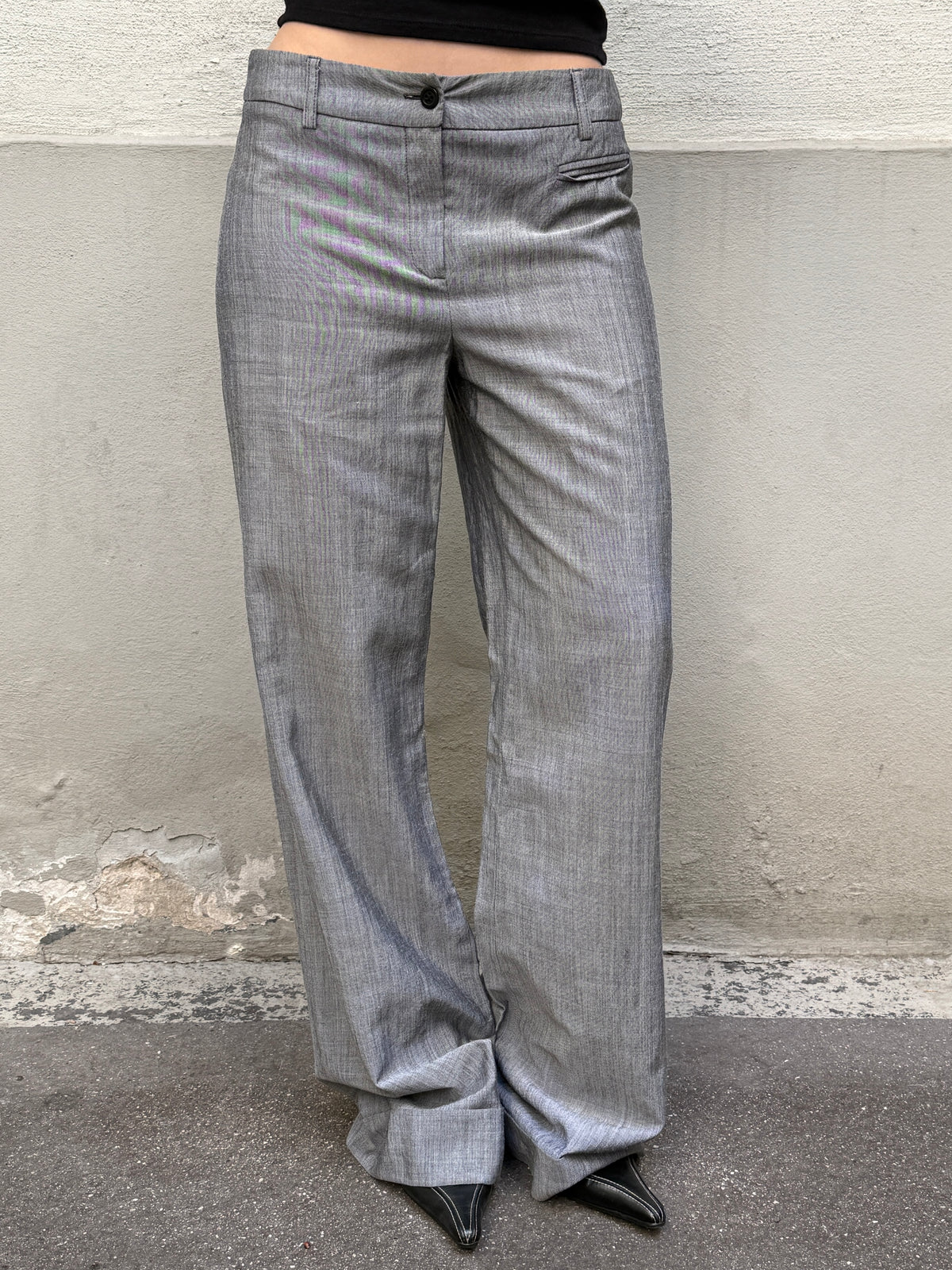 Vintage Wool Blend Light Gray Trousers XS/S EU 34