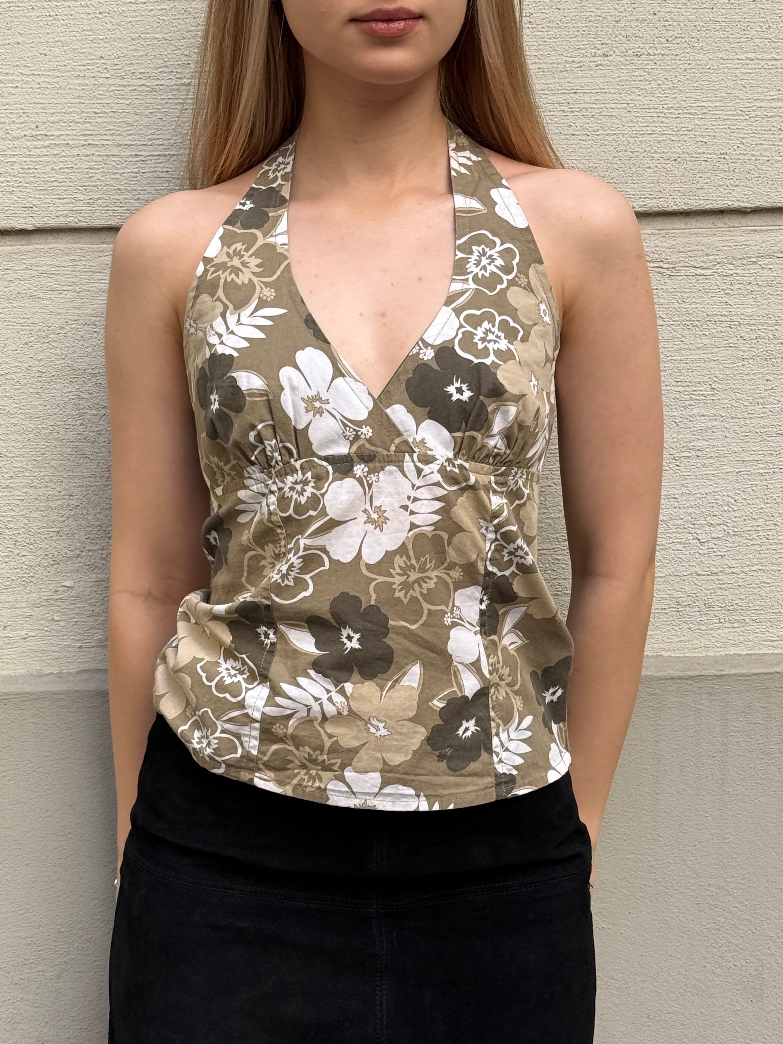Vintage Y2K 100% Cotton Halter Top S/Petite