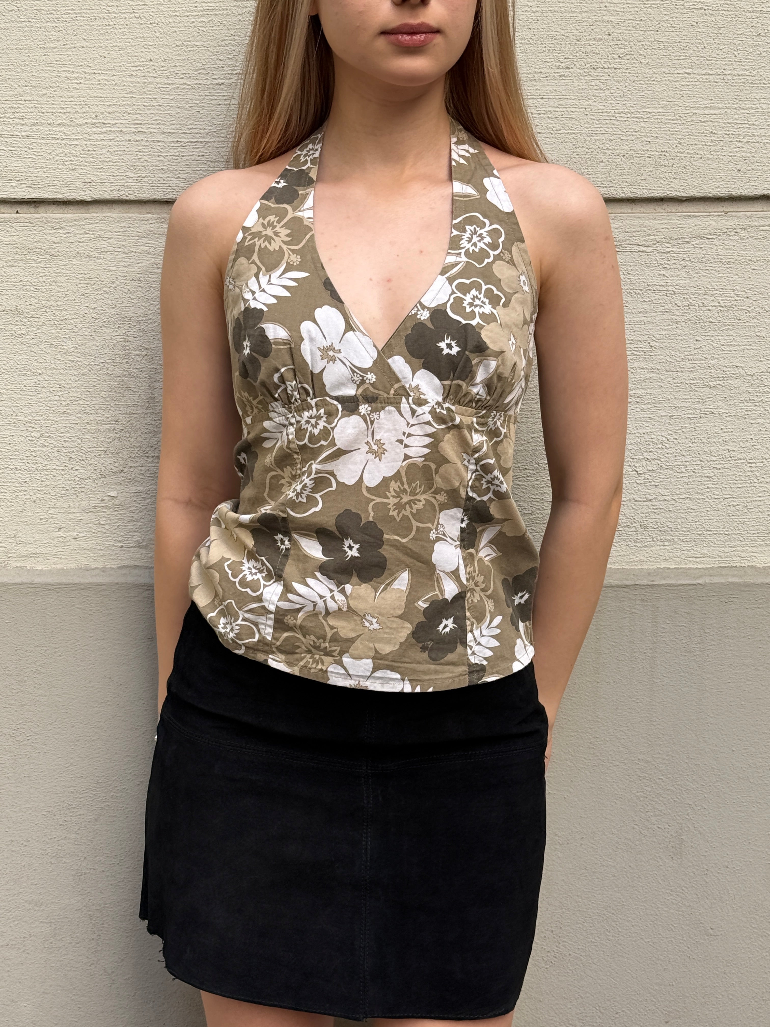 Vintage Y2K 100% Cotton Halter Top S/Petite