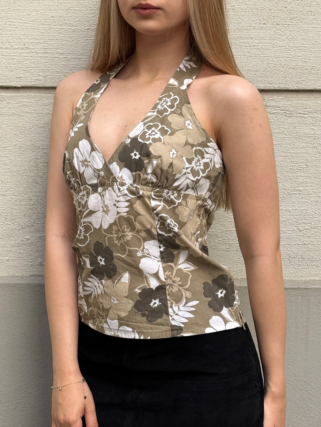 Vintage Y2K 100% Cotton Halter Top S/Petite