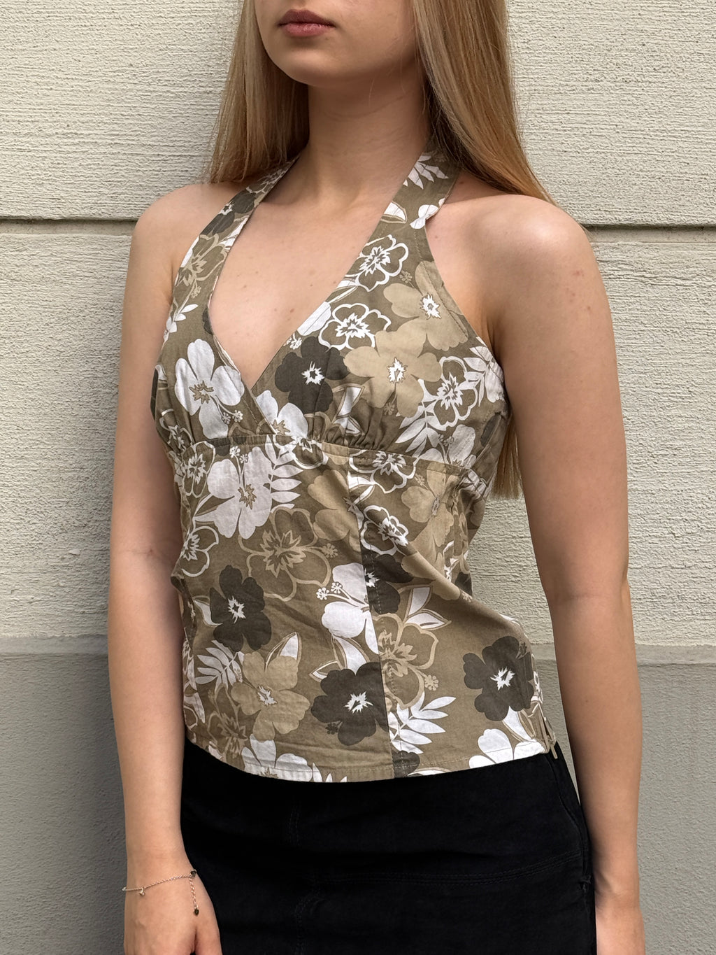Vintage Y2K 100% Cotton Halter Top S/Petite