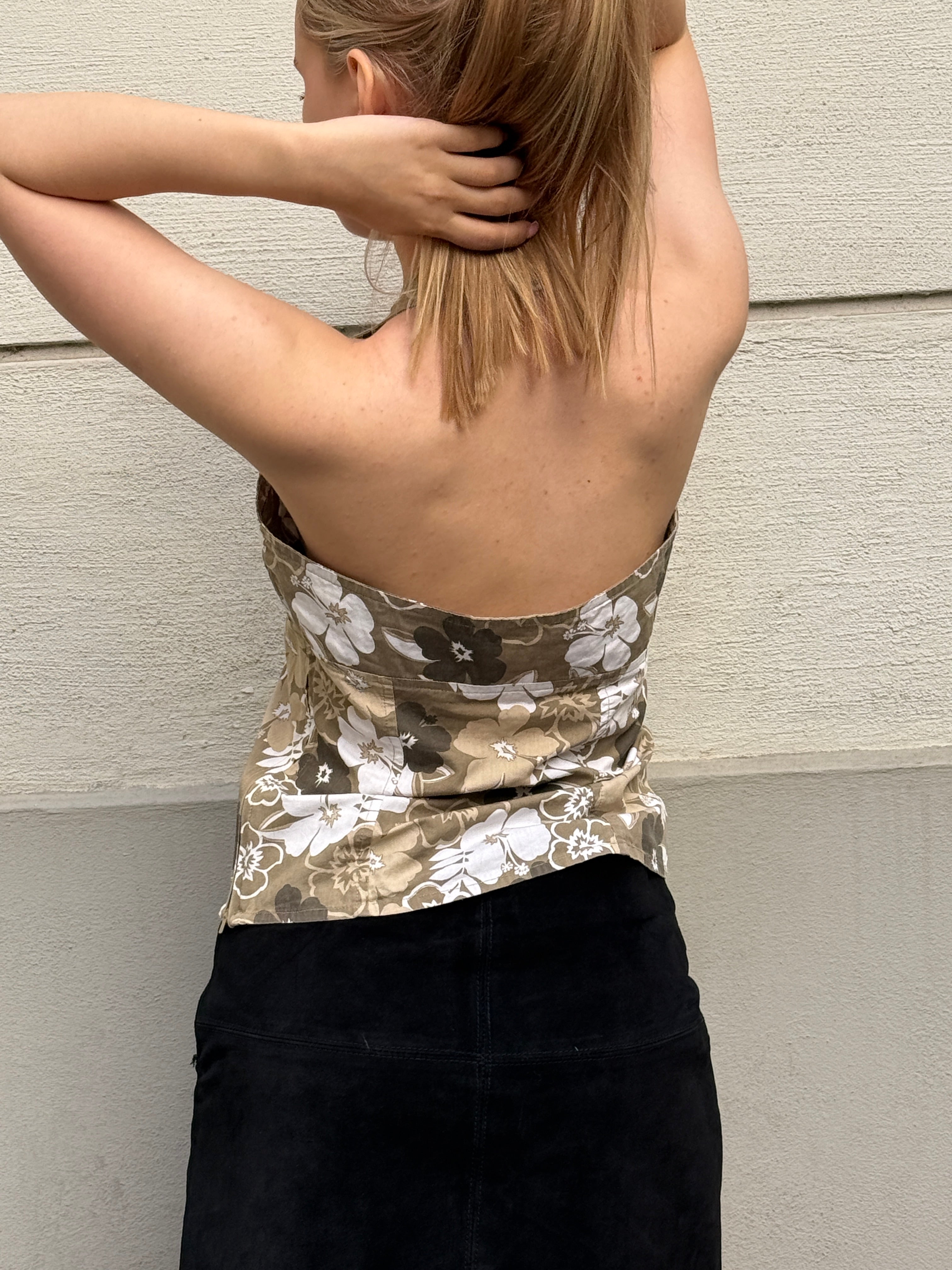 Vintage Y2K 100% Cotton Halter Top S/Petite