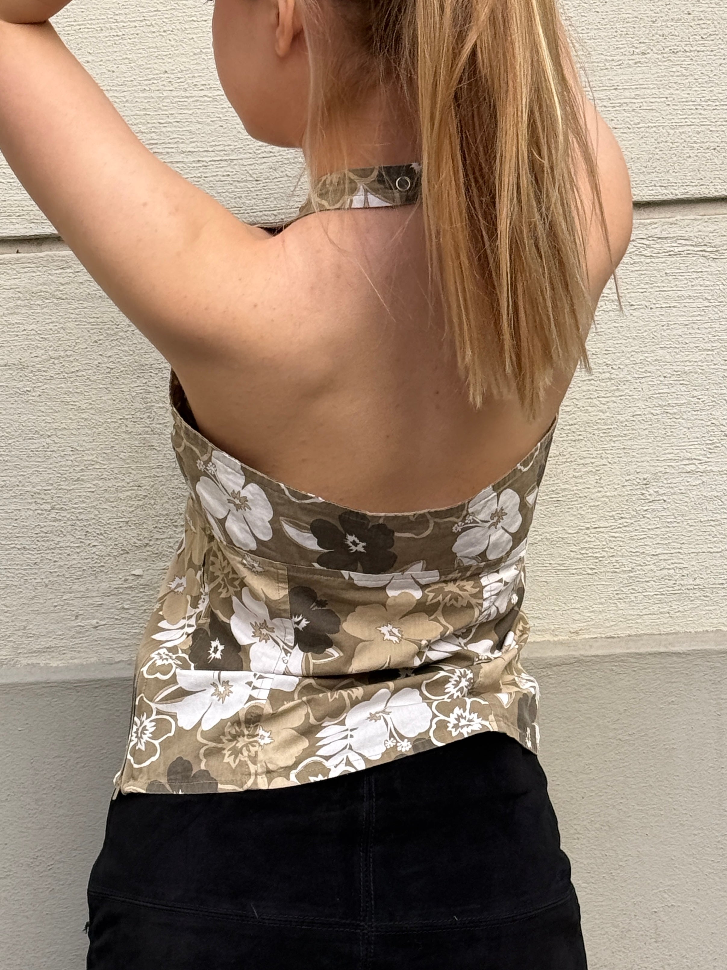 Vintage Y2K 100% Cotton Halter Top S/Petite
